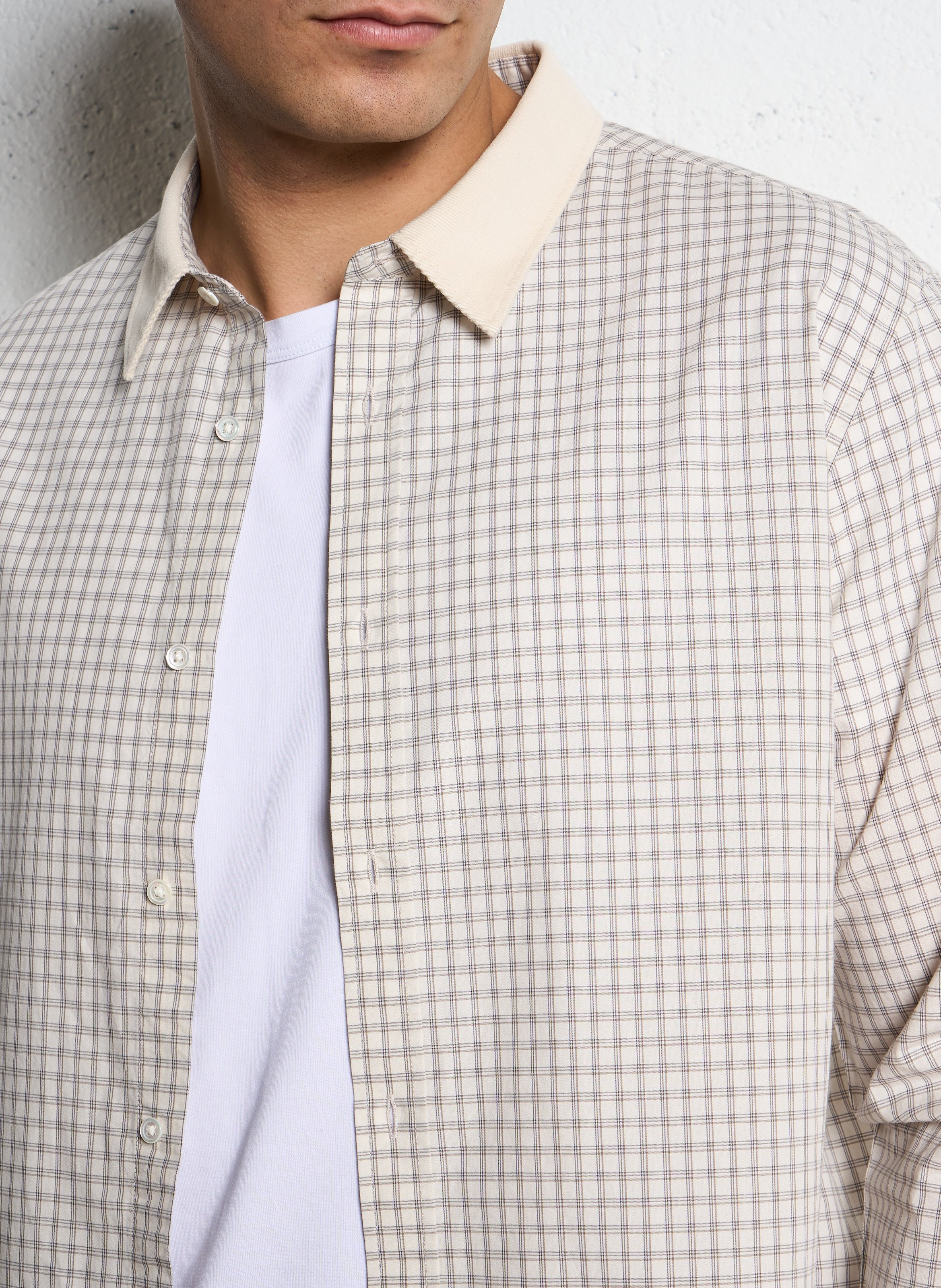 Chemise col classique à carreaux IKKS Blanc