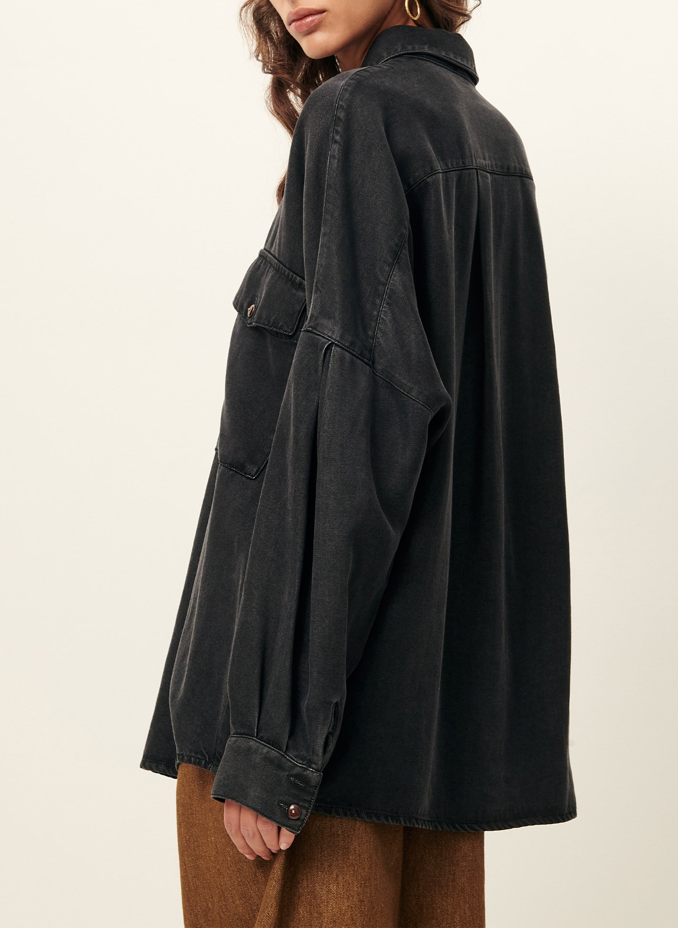 Chemise oversize col classique  SESSUN Noir