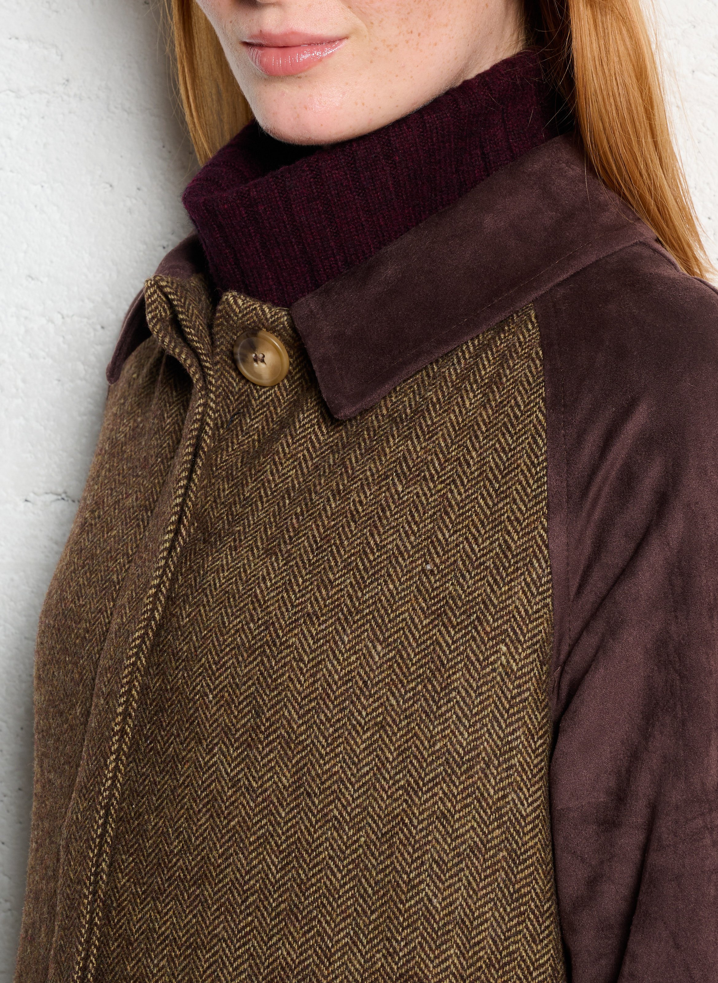 Mid-length herringbone wool blend coat SOPHIE+LUCIE Green