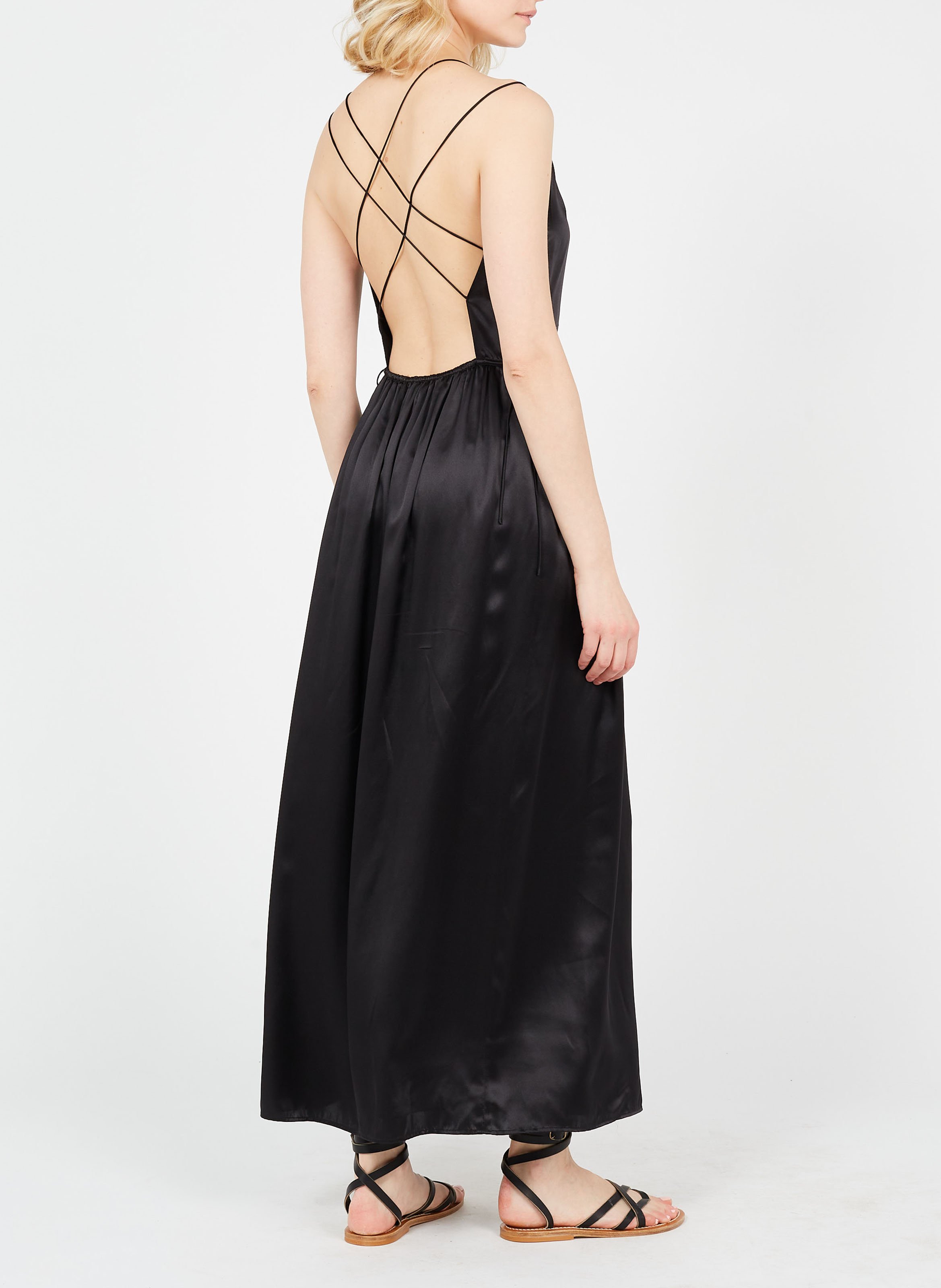 Robe longue col rond en soie  THE KOOPLES Noir