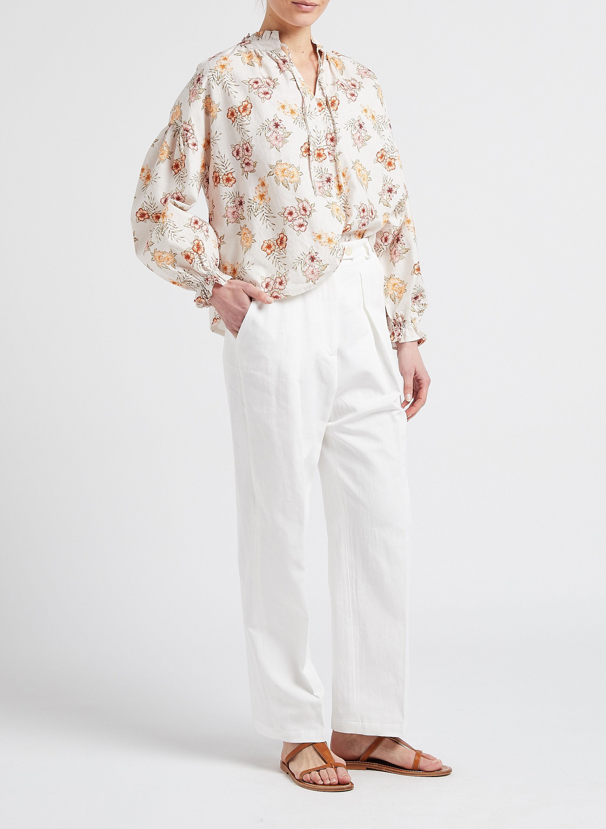 Straight-leg cotton-blend pants THE NEW SOCIETY White