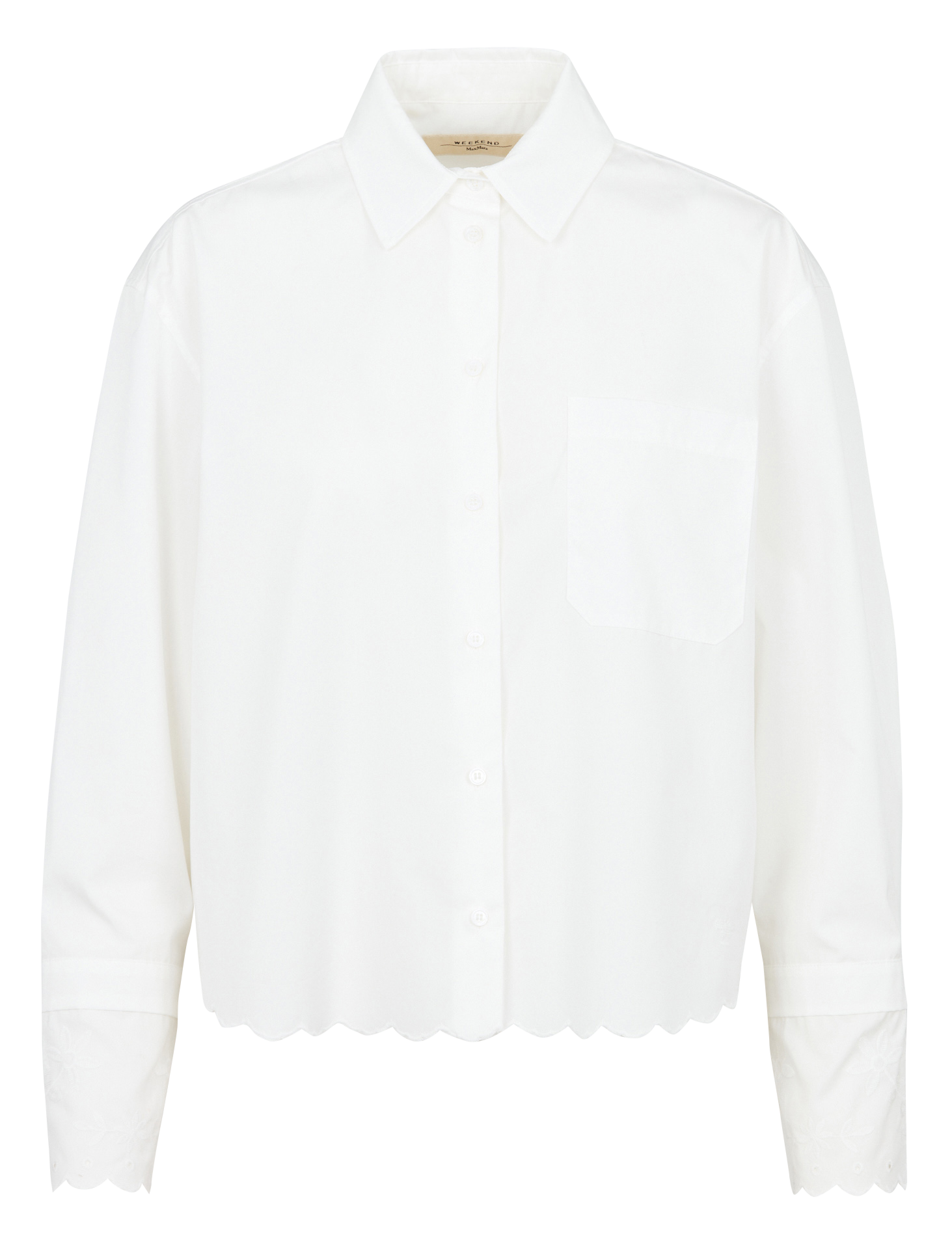 Chemise courte unie à broderies MAX MARA WEEK END Blanc