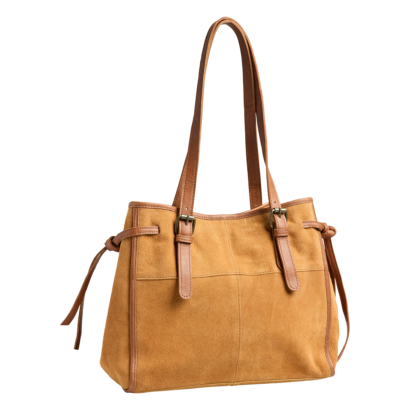 Sac porté épaule en daim PIECES Marron