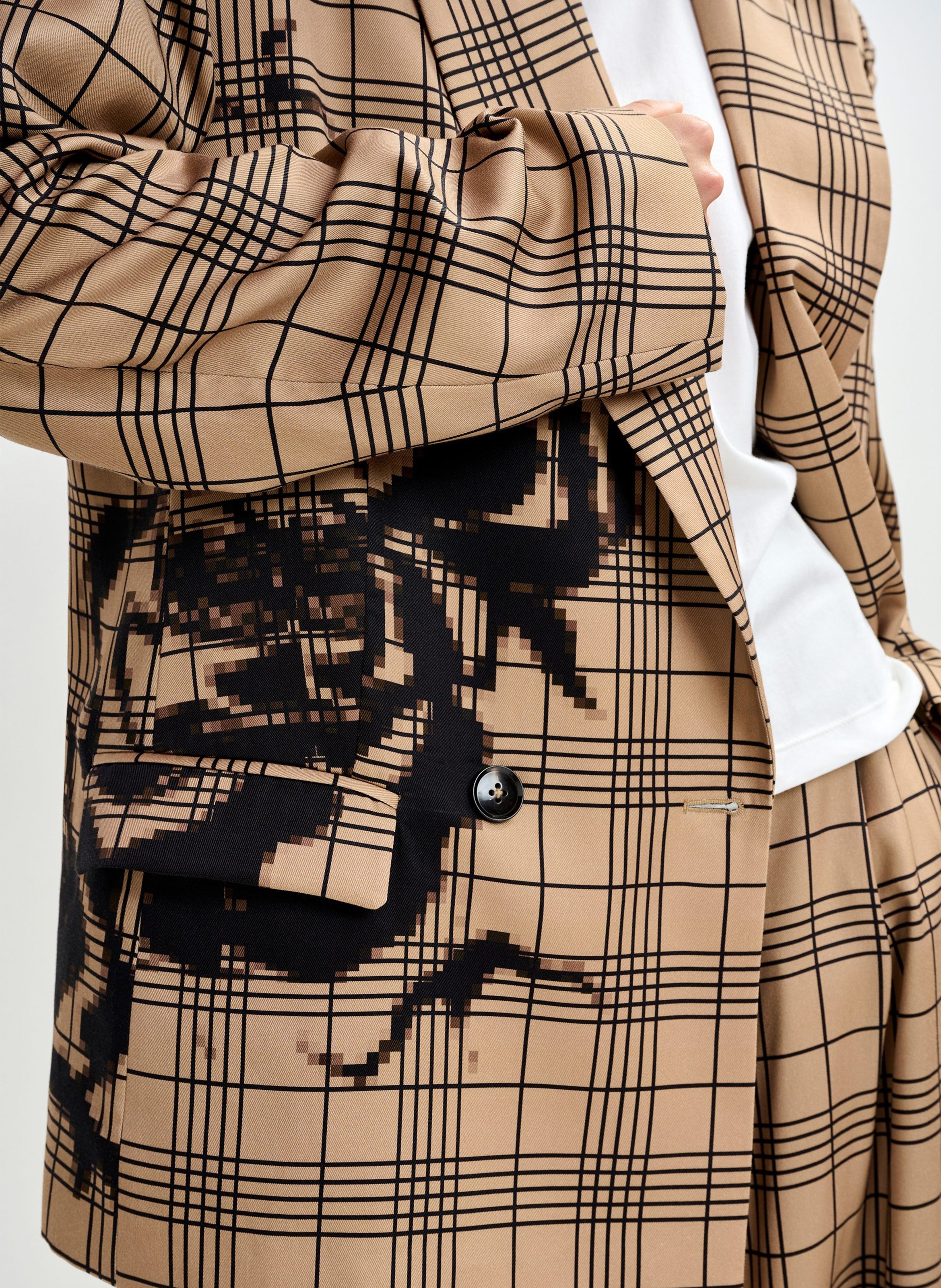 Oversized check blazer ESSENTIEL ANTWERP Brown