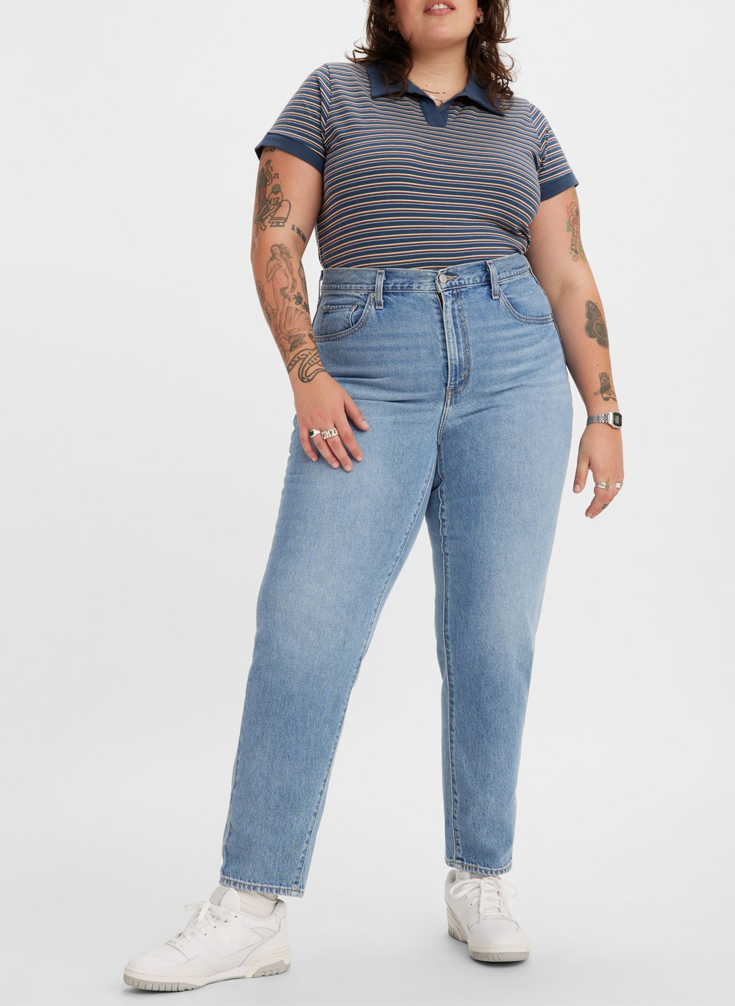 Jean mom-fit en coton  LEVI'S Jean Délavé