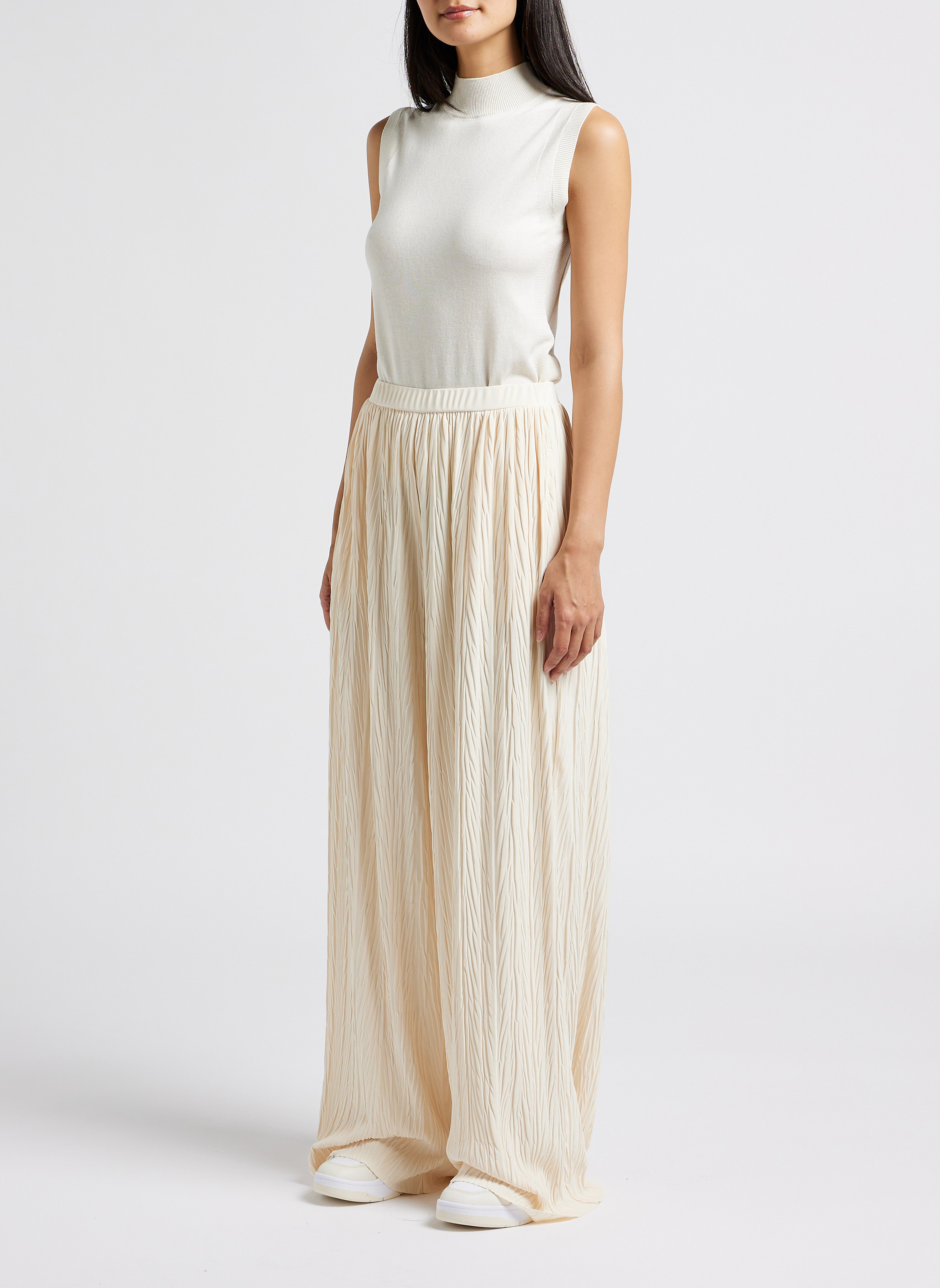 Pantalon large texturé taille haute MAX MARA LEISURE Blanc