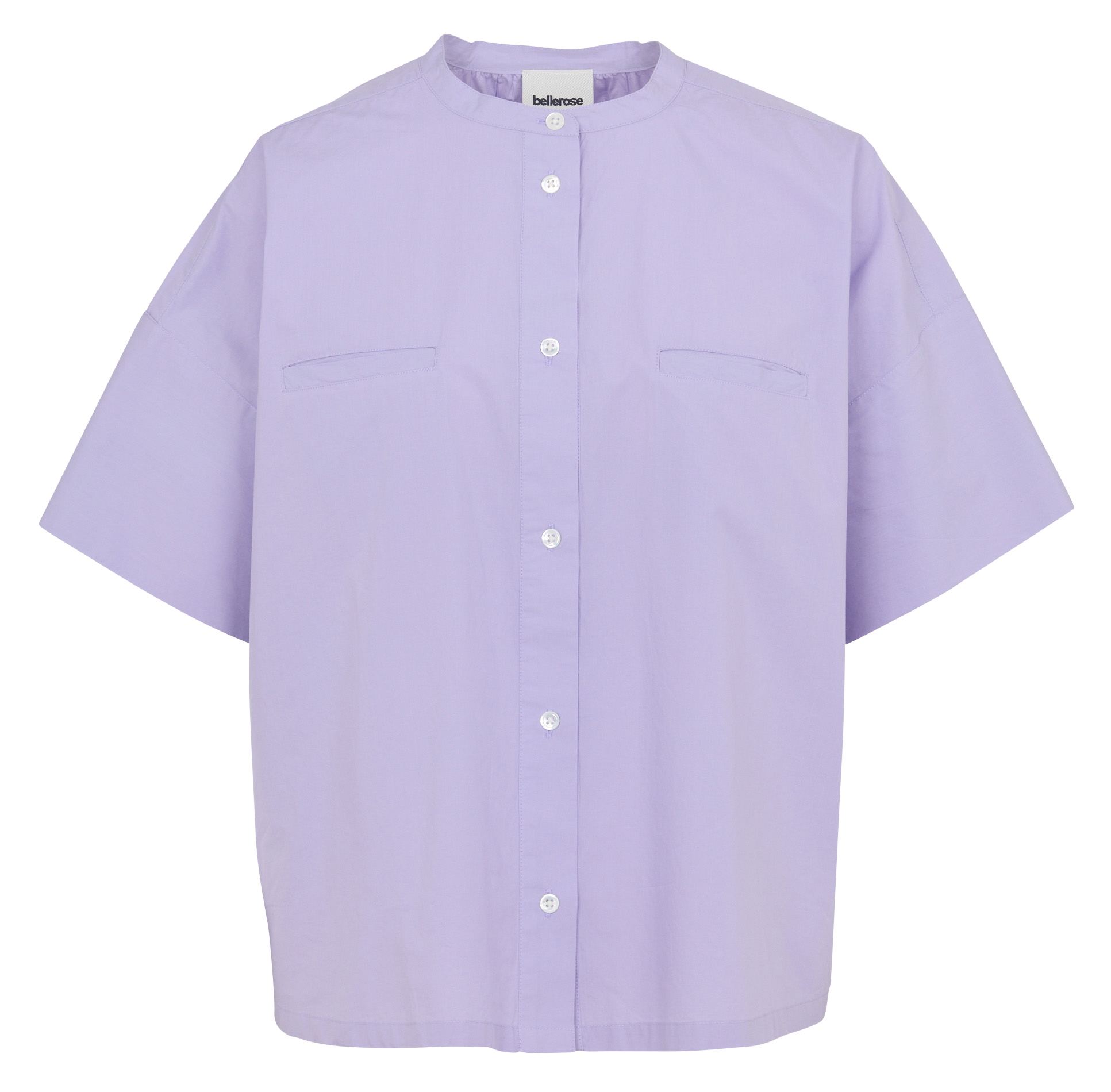 Weite Baumwollbluse mit Mao-Kragen BELLEROSE Violett