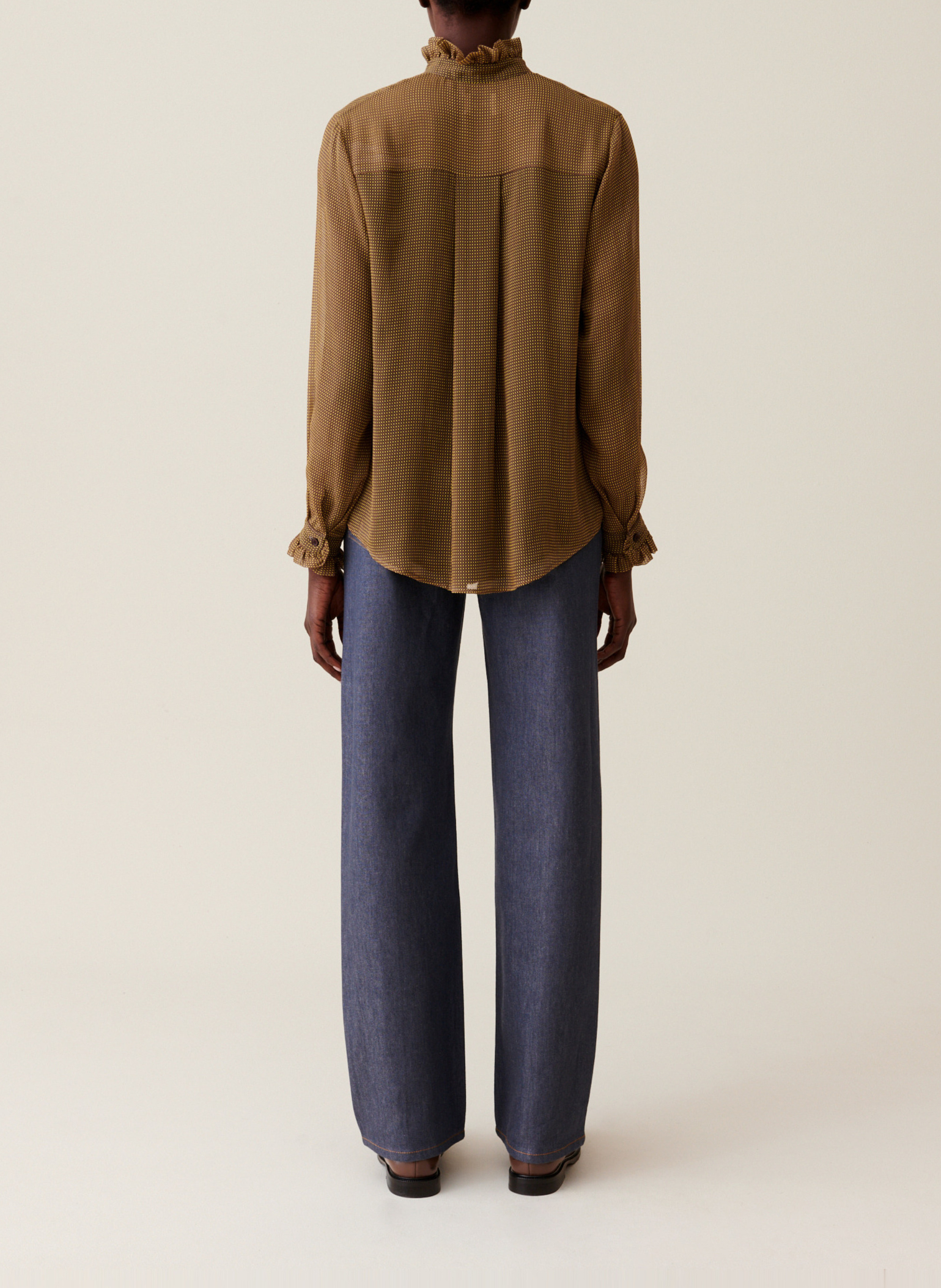 Fluid shirt with small checks CLAUDIE PIERLOT Yellow