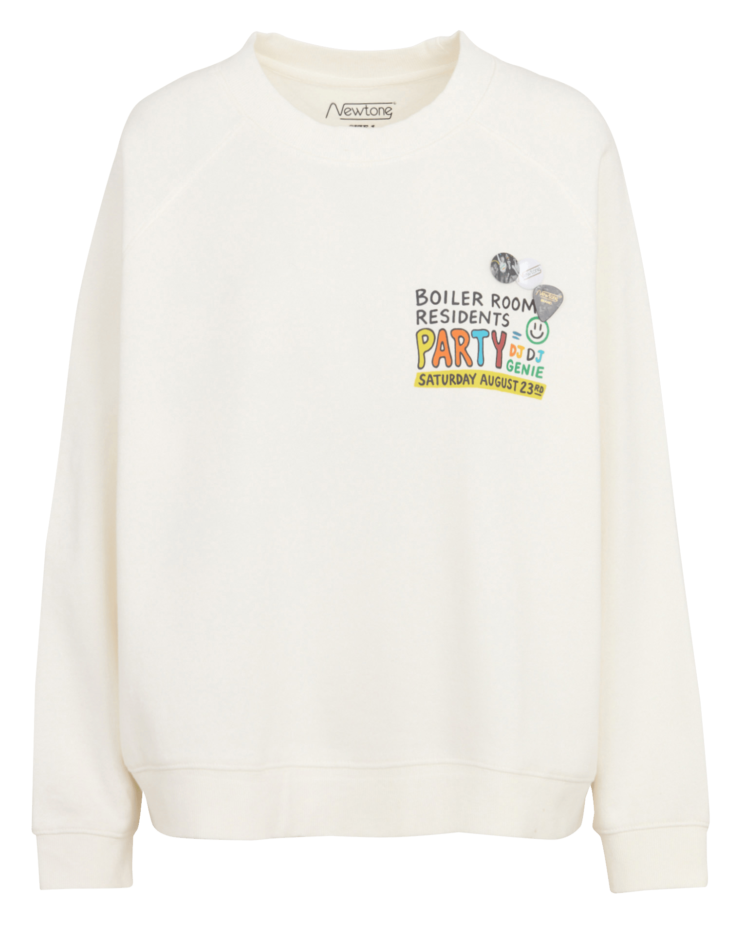 Rechte sweater met ronde hals en zeefdruk NEWTONE Wit