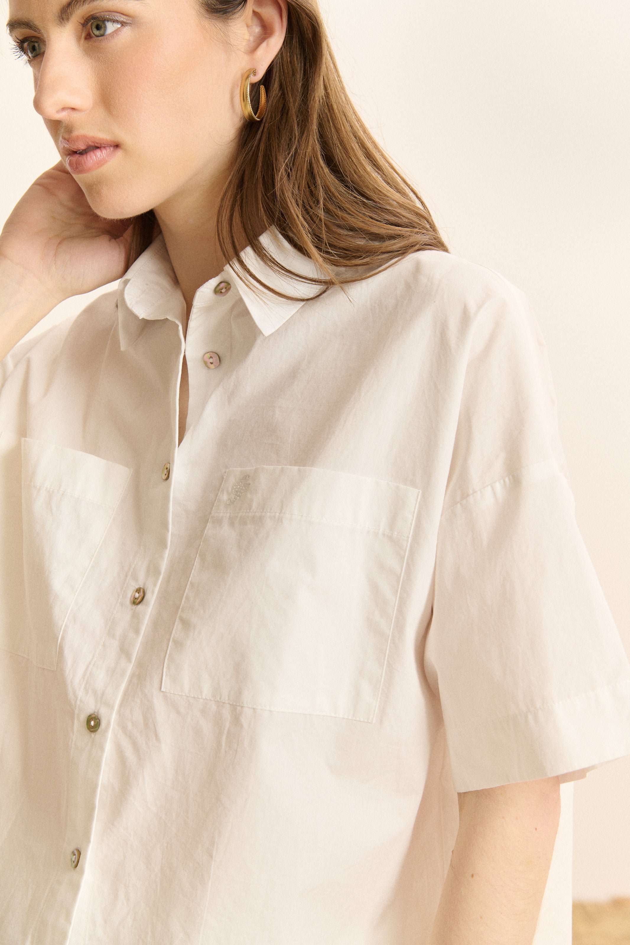 Short-sleeved poplin shirt GARANCE PARIS White