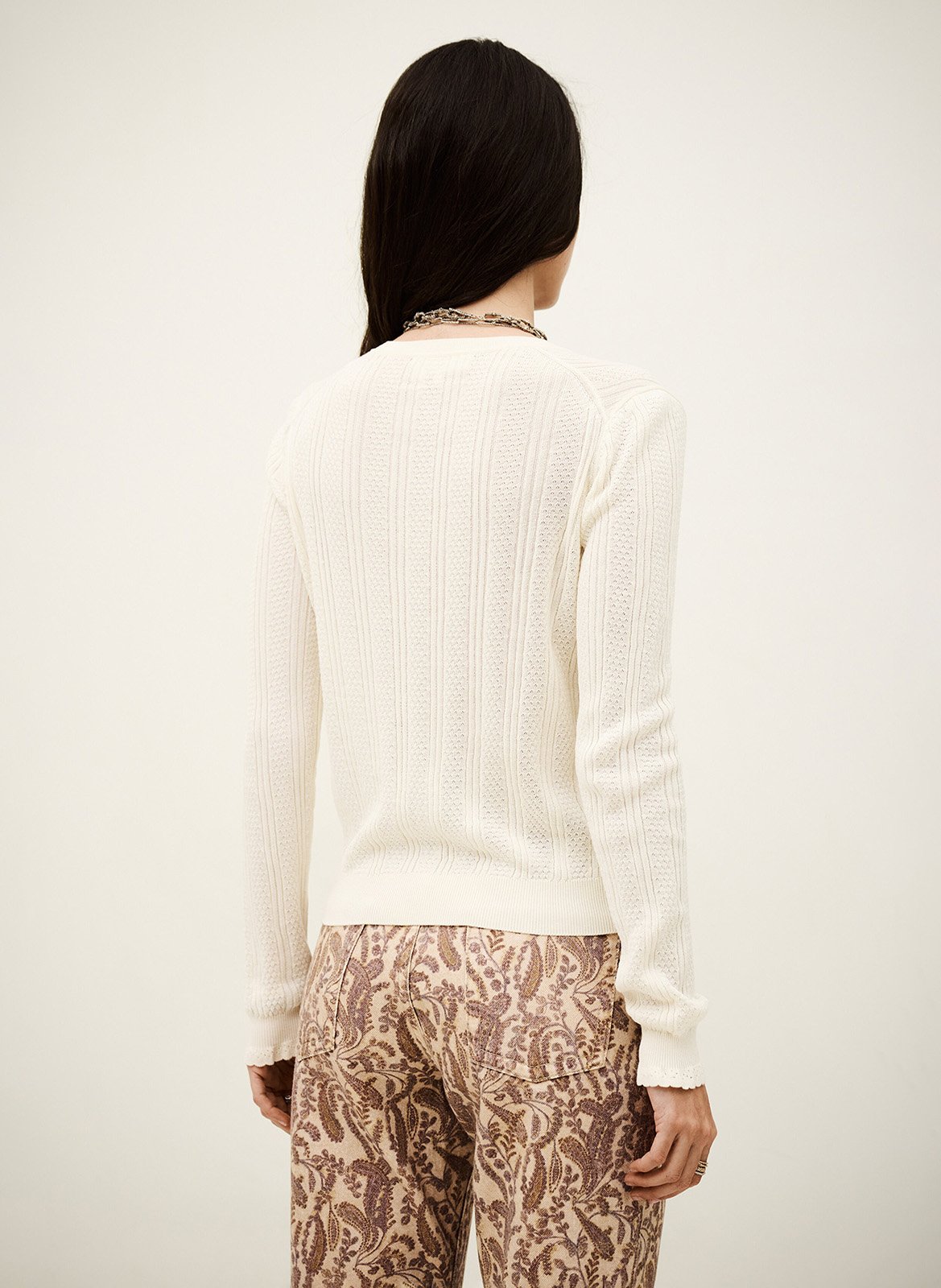 Rechte cardigan met ronde hals in gevlochten breisel BA&SH Beige