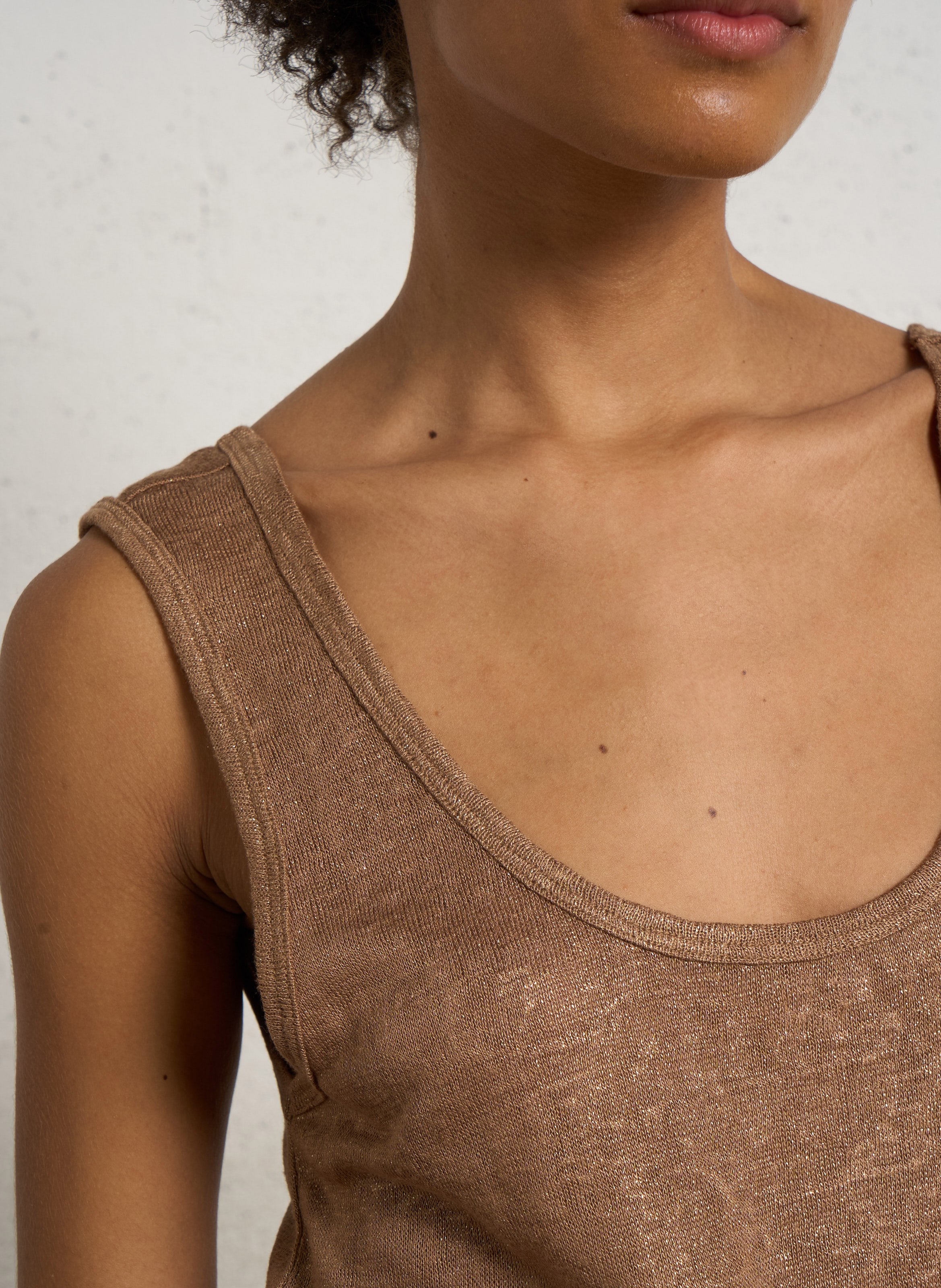 Débardeur droit col rond LE TEMPS DES CERISES Marron