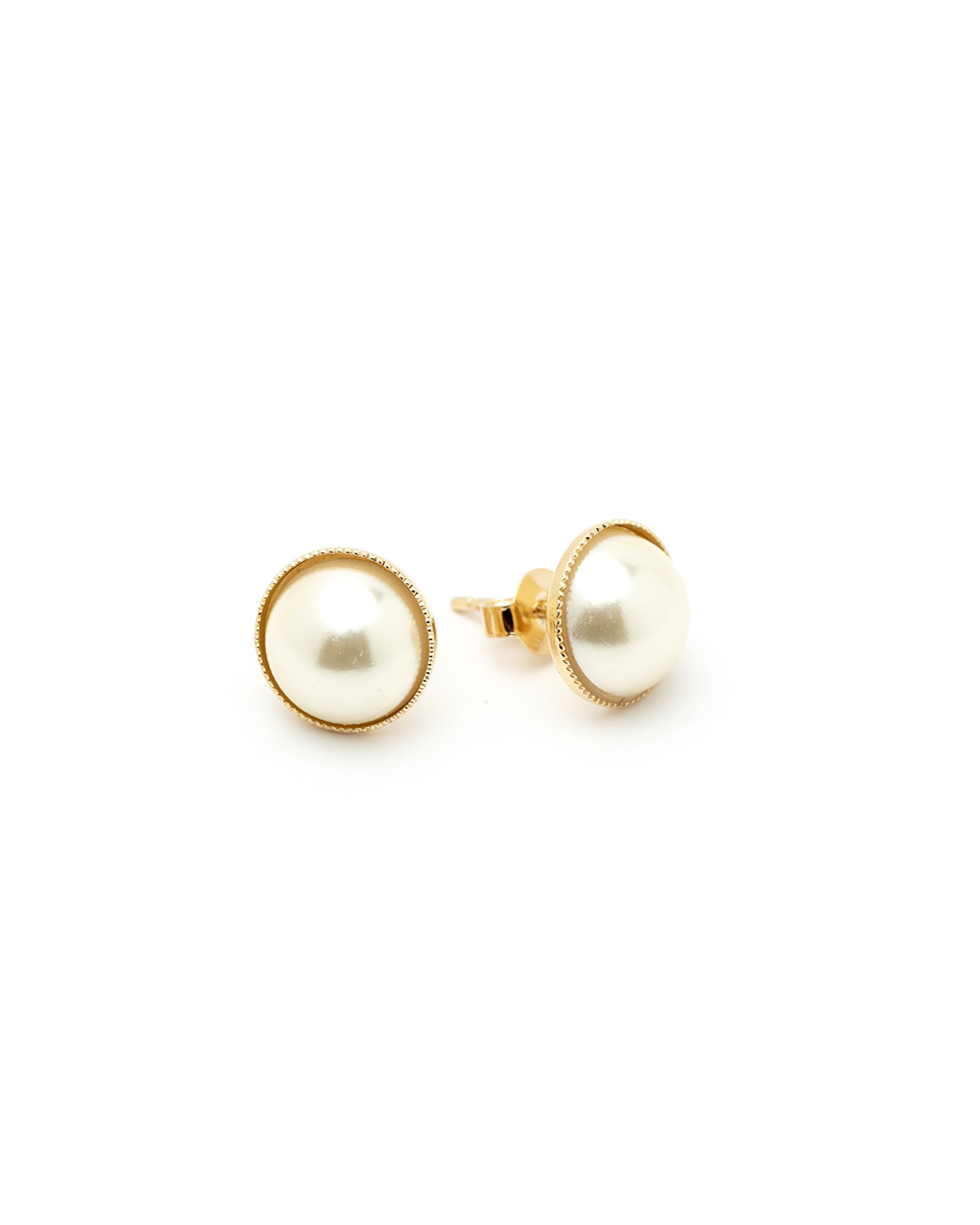 Mini gold-plated pearl stud earrings MONSIEUR SIMONE