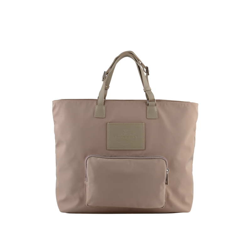 Shoulder bag in canvas trimmed with leather POURCHET Brown