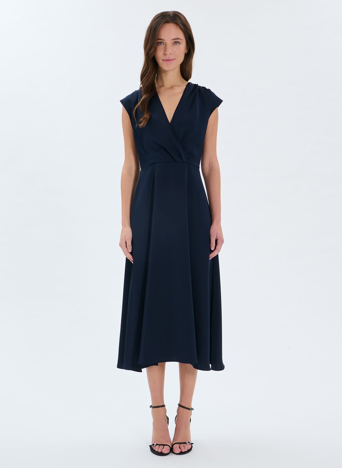 Halflange jurk met kraag ZAPA Blauw