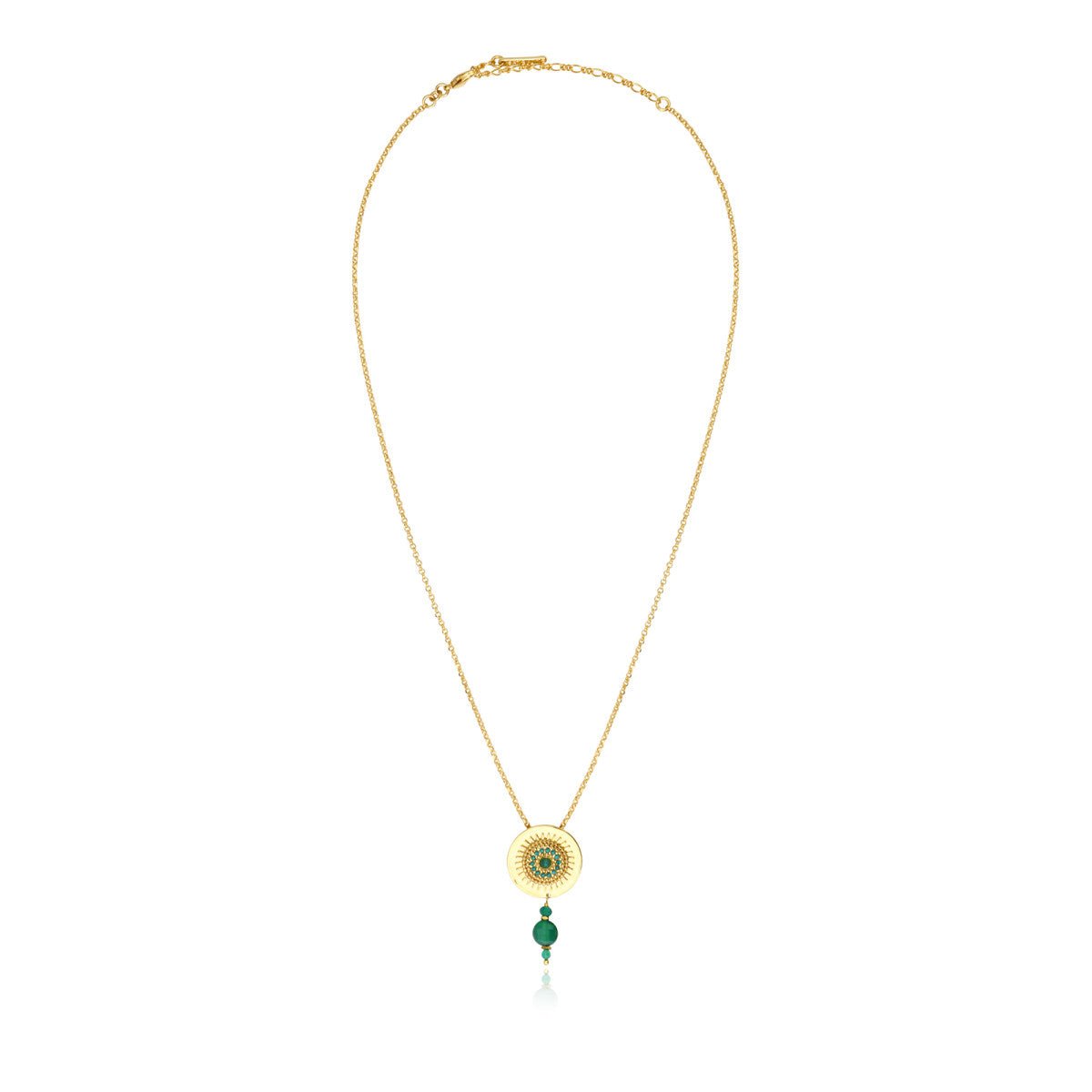 Fine adjustable pendant necklace in fine gold plating SATELLITE PARIS Green