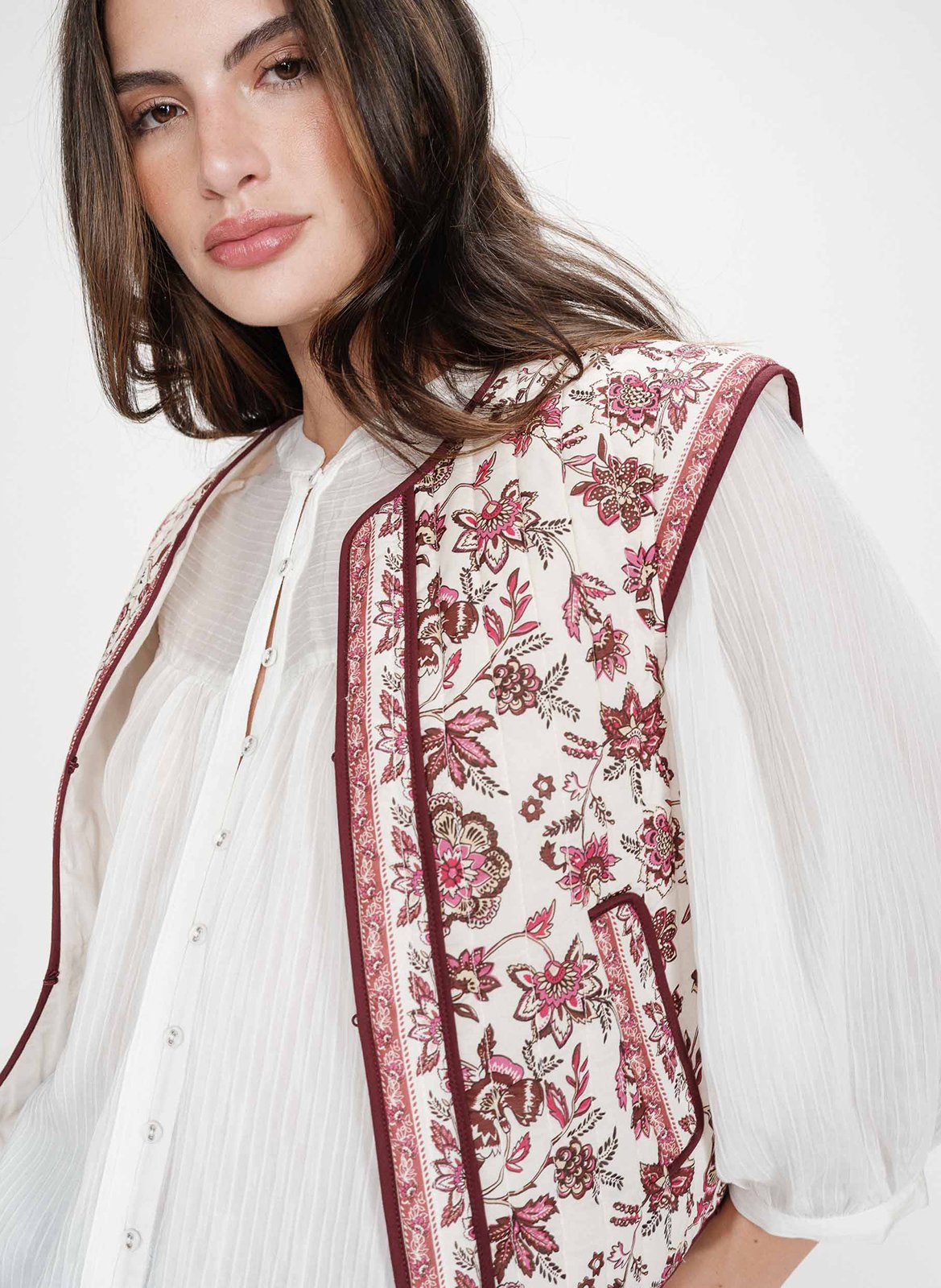 Printed sleeveless short jacket GRACE ET MILA Pink