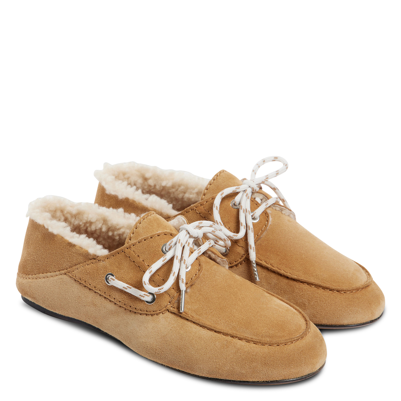 Effen leren mocassins met veters SANDRO Bruin