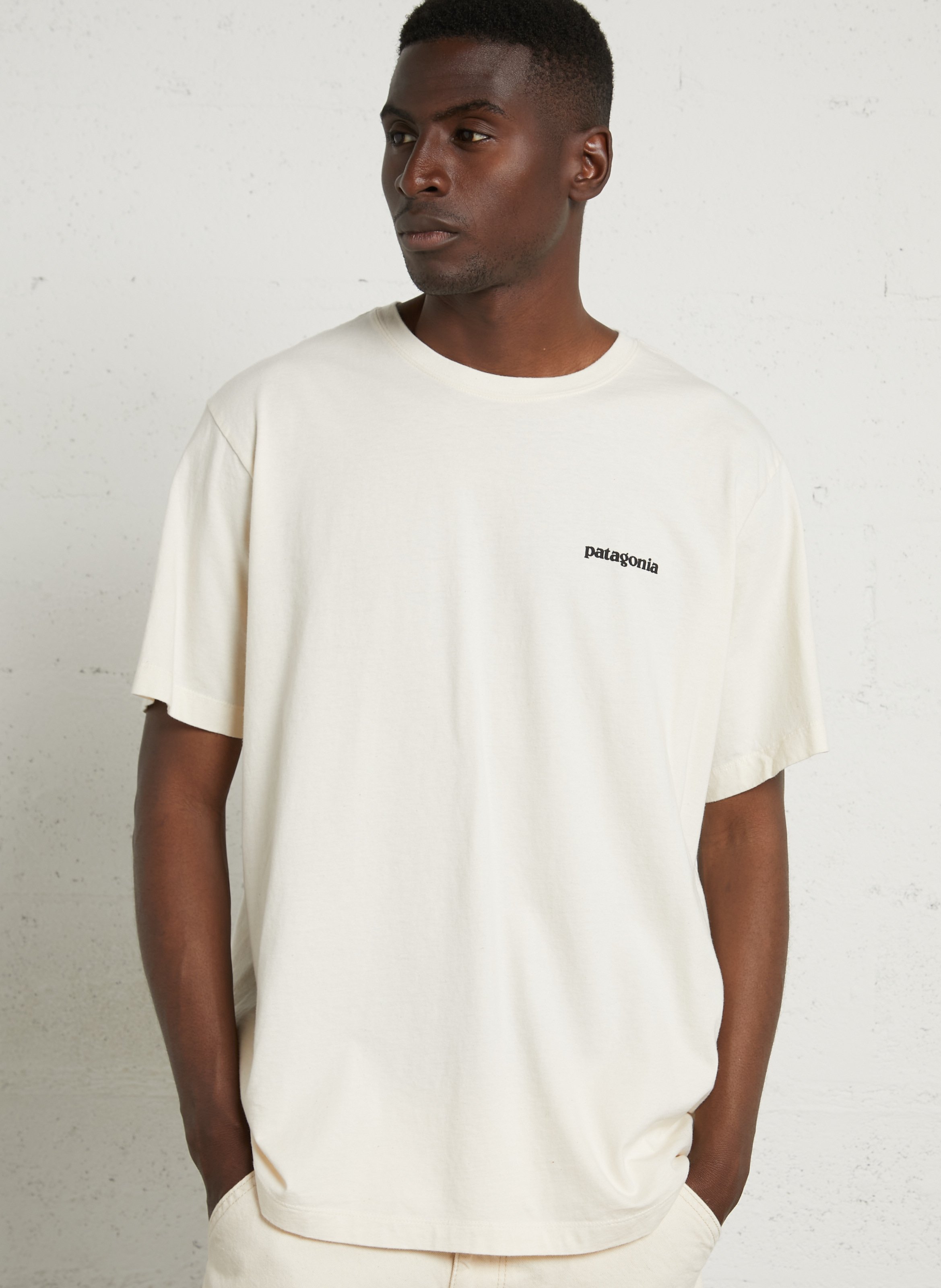 Oversized round neck T-shirt in organic cotton with screen printing PATAGONIA Beige