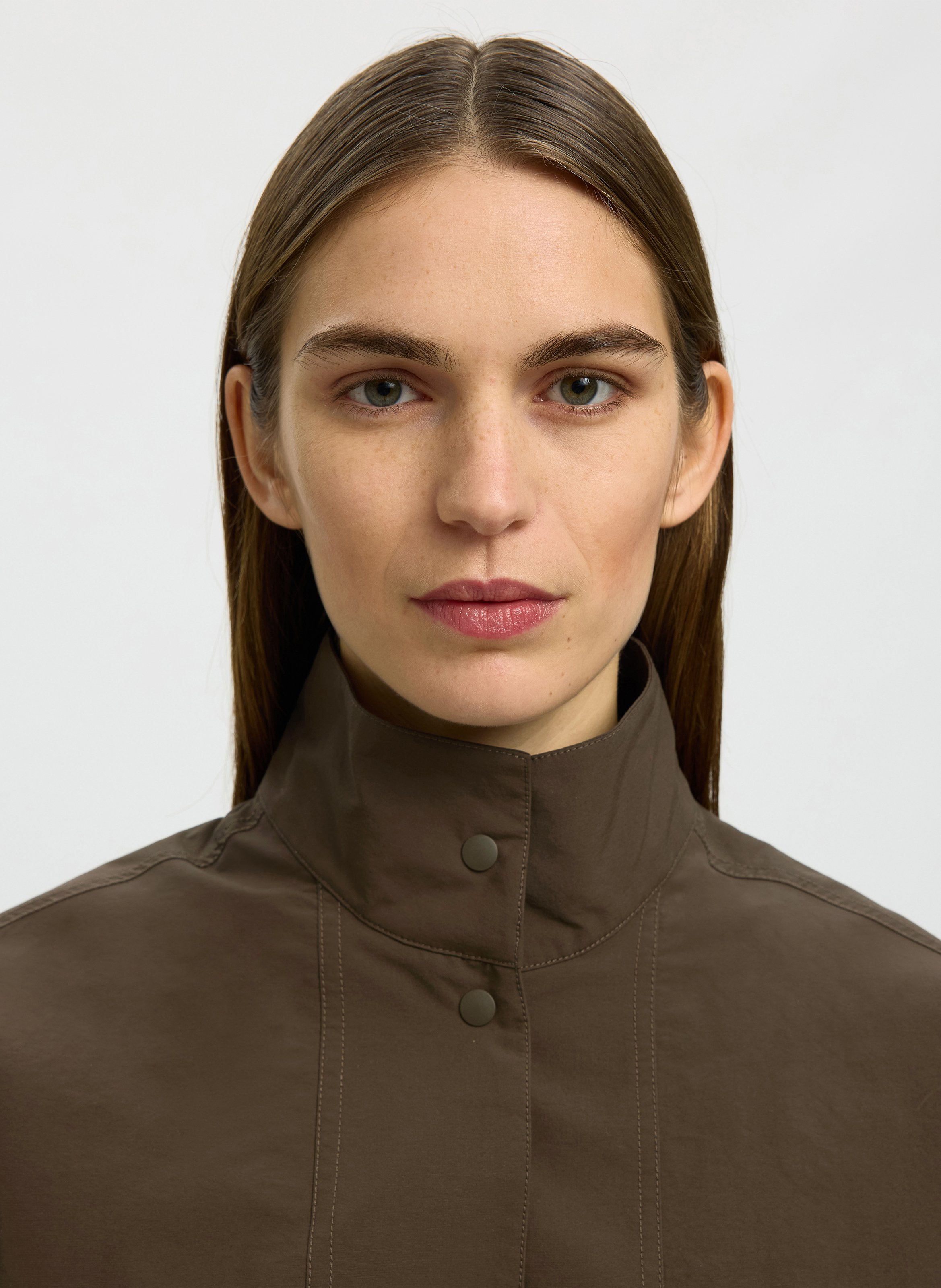 Straight high-neck jacket SELECTED Brown