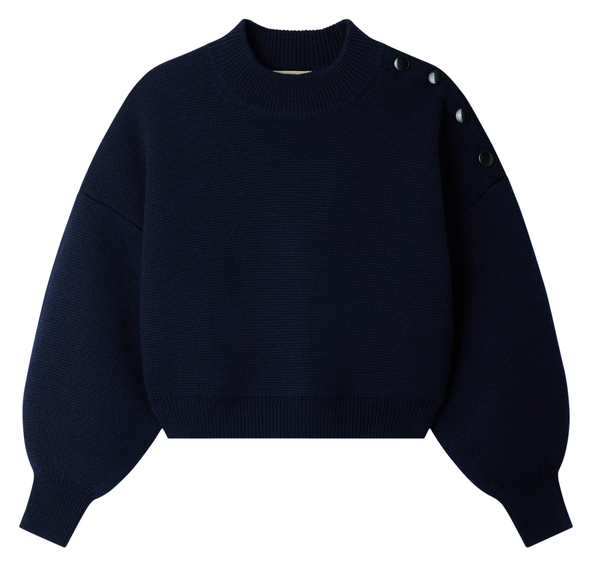 Round neck plain wool oversized sweater SESSUN Blue