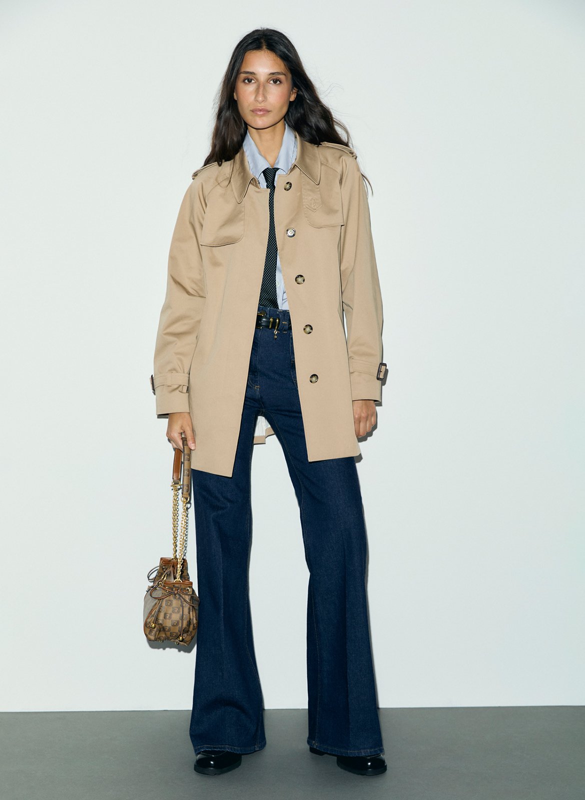 Buttoned belted trench coat GERARD DAREL Beige