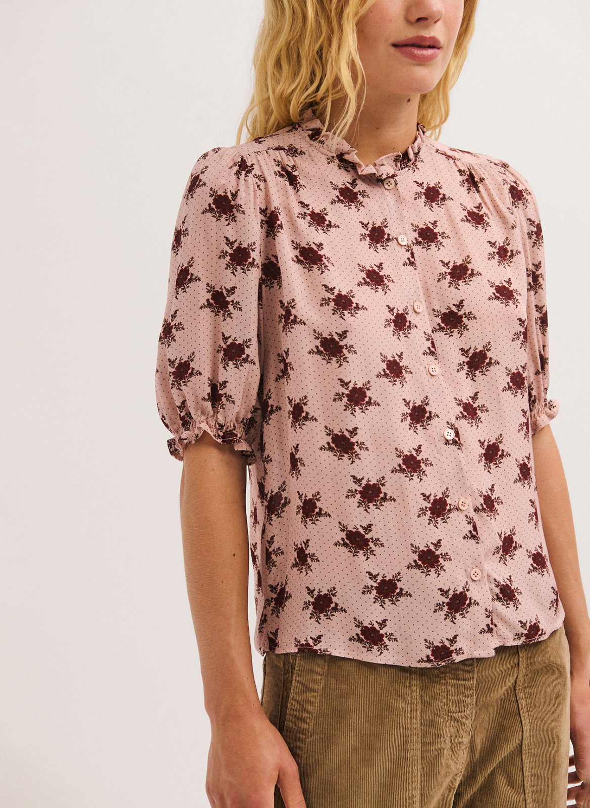 Straight shirt with high collar PABLO Pink