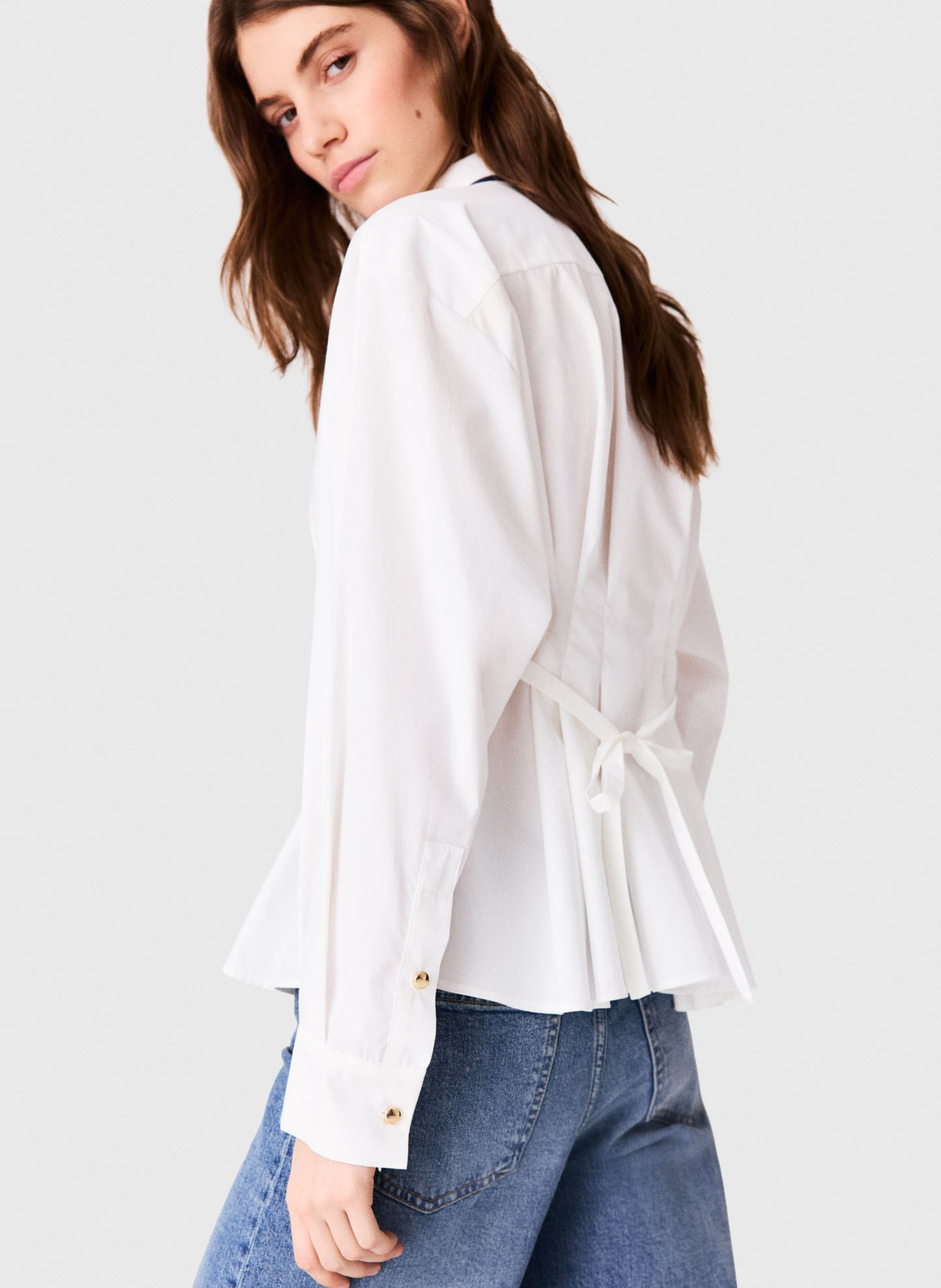 Chemise nouée en coton MAJE Blanc