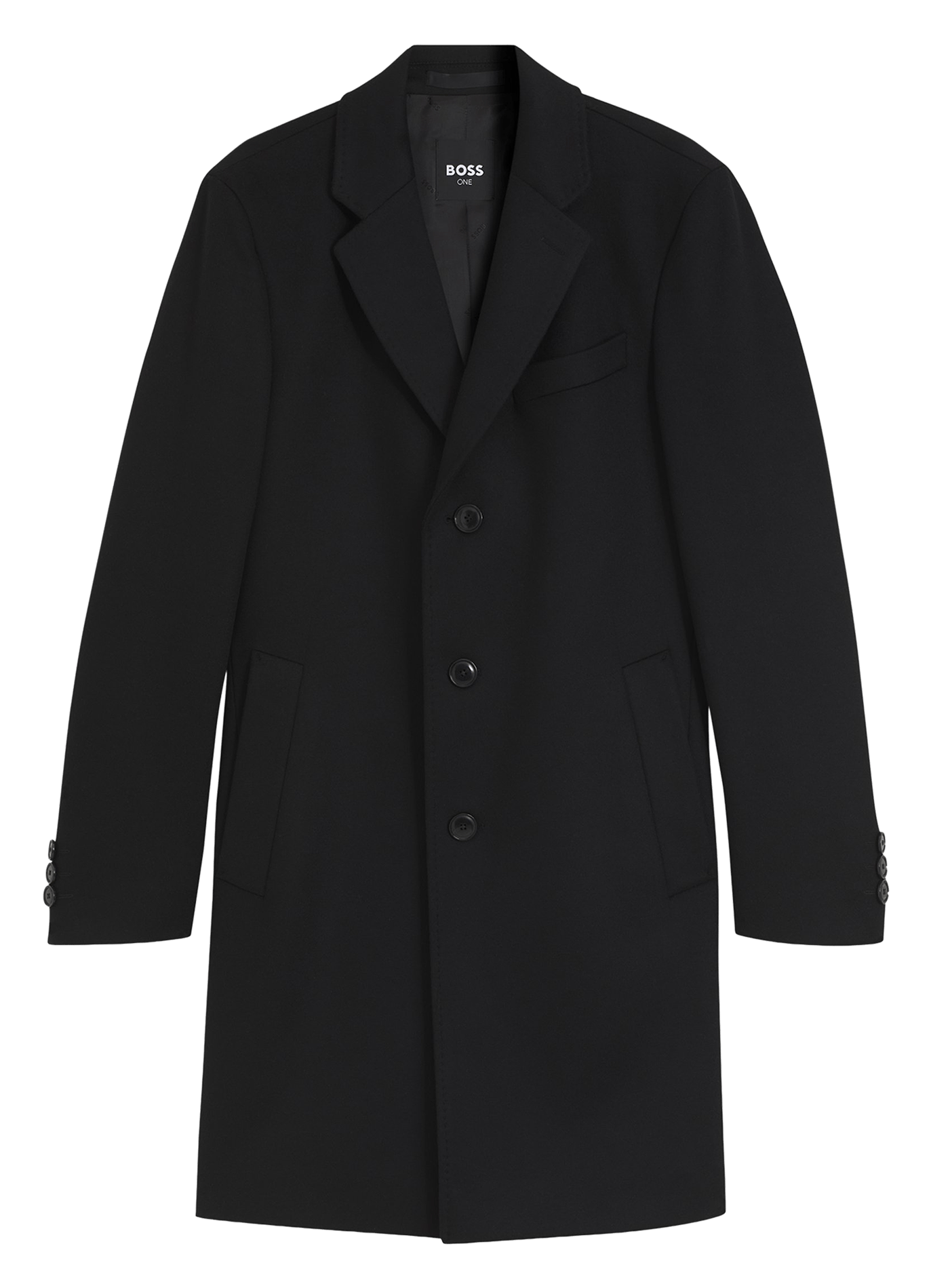 Straight coat with tailored collar in blended recycled wool BOSS Black