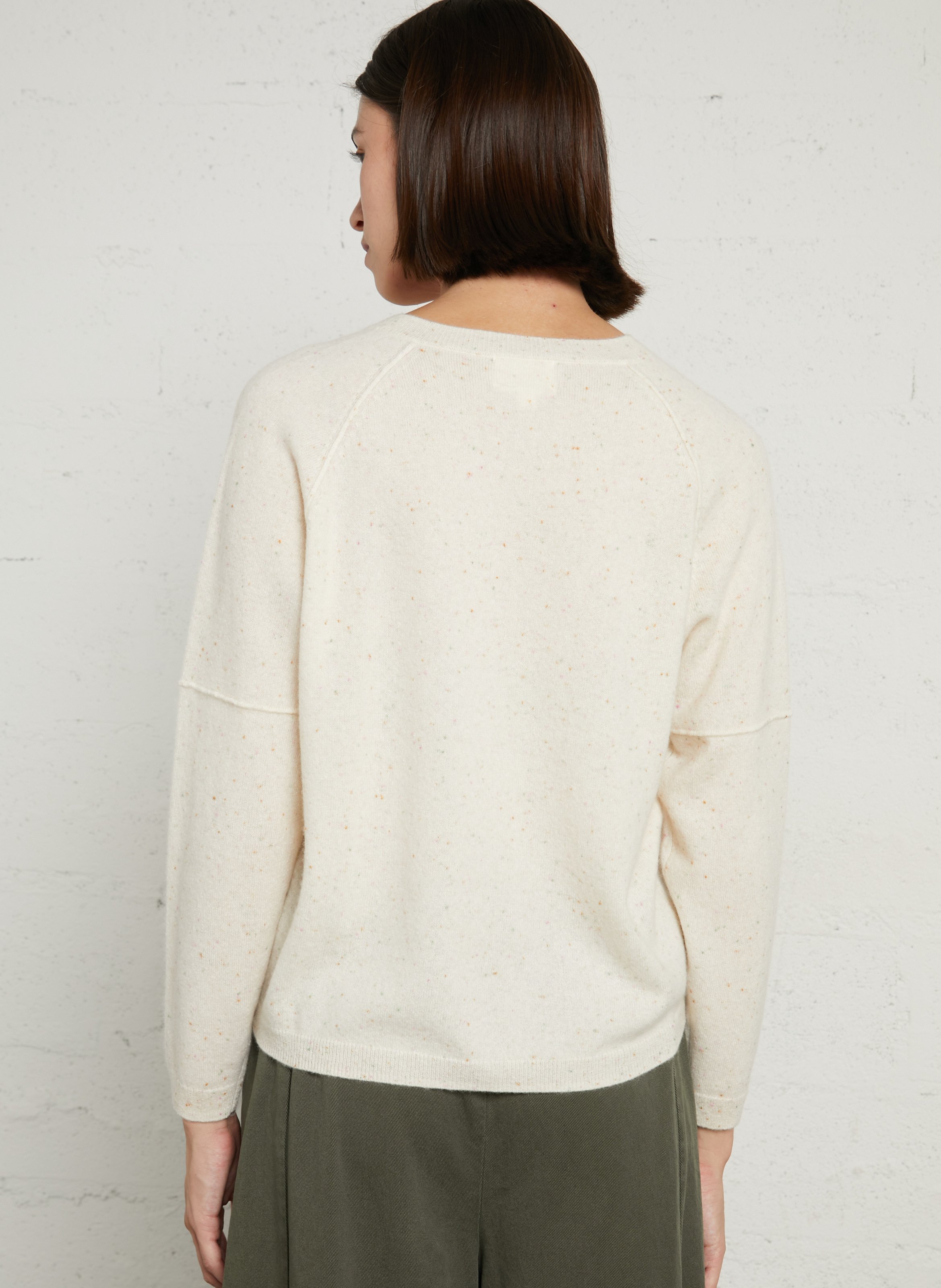 Loose round neck speckled cashmere vest MAISON 123 Beige
