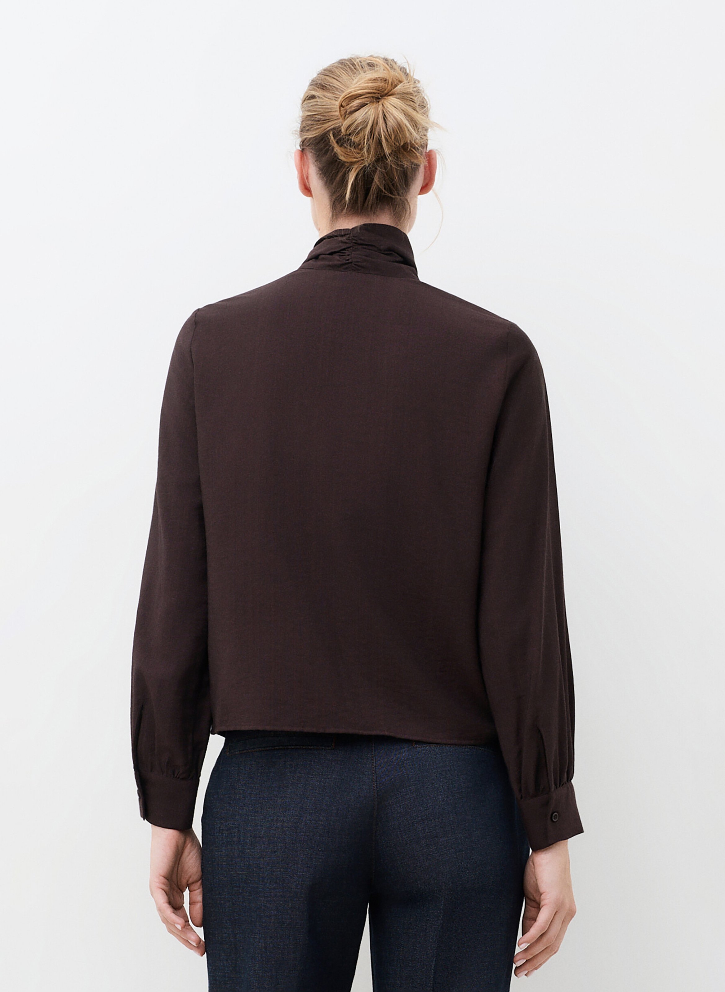 Blouse col lavallière  CAROLL Marron