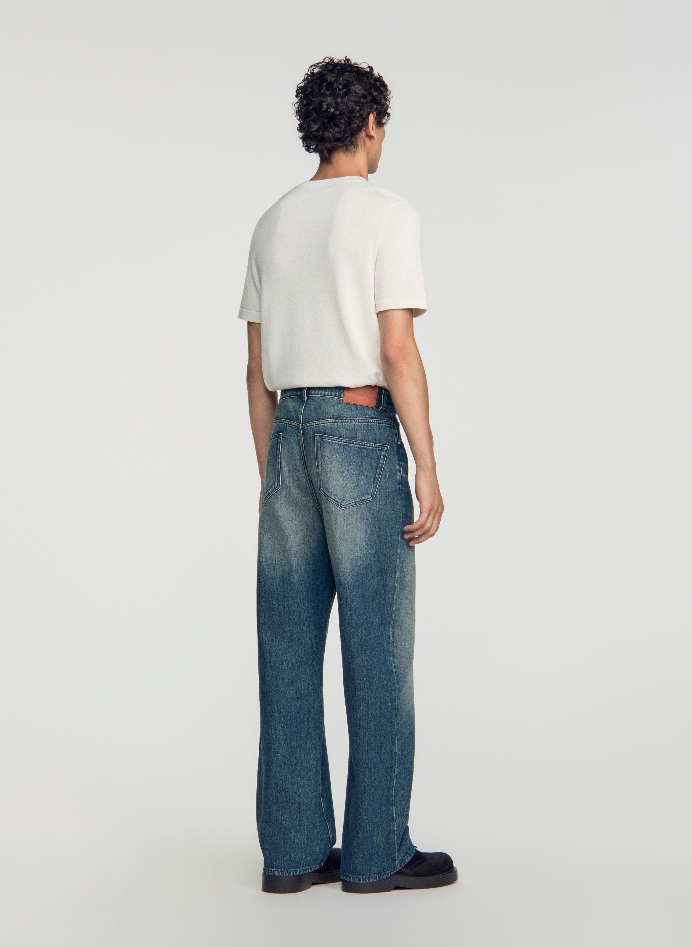 Jean droit en coton SANDRO Bleu