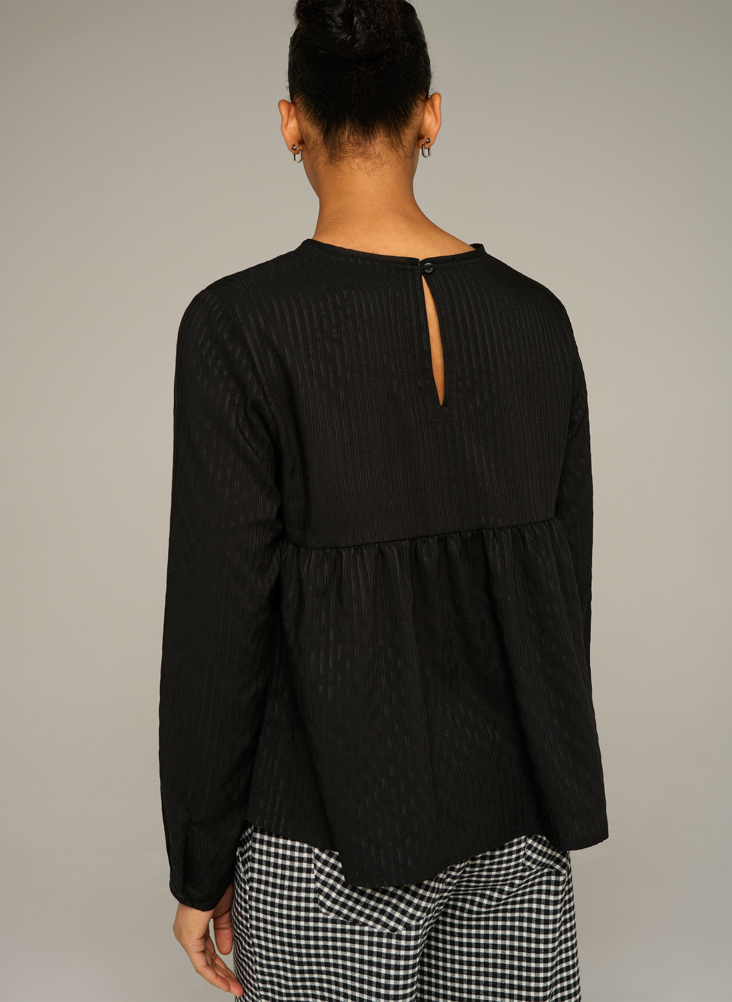 Blouse met ronde hals en effen recht model COTELAC ACOTE Zwart