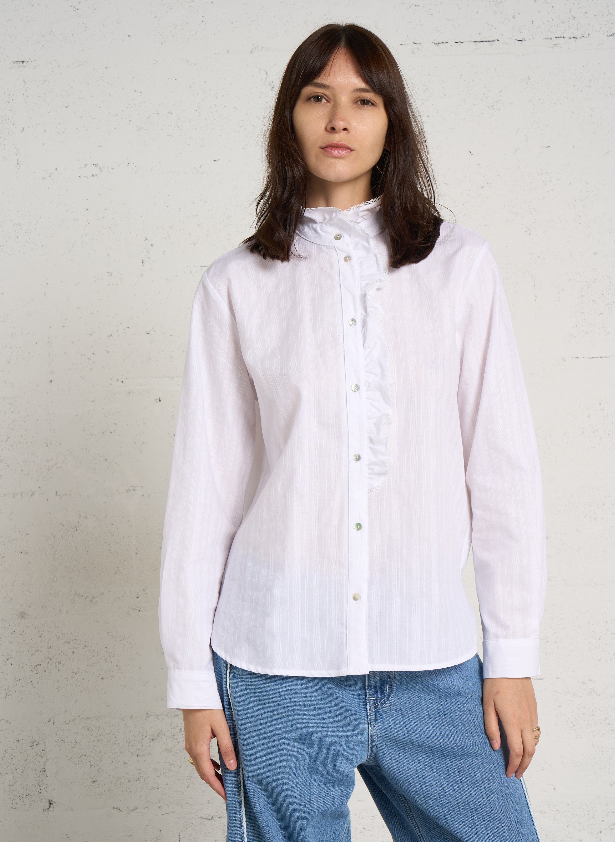 Rechte blouse met geborduurde Mao-kraag van katoen HOD PARIS Wit