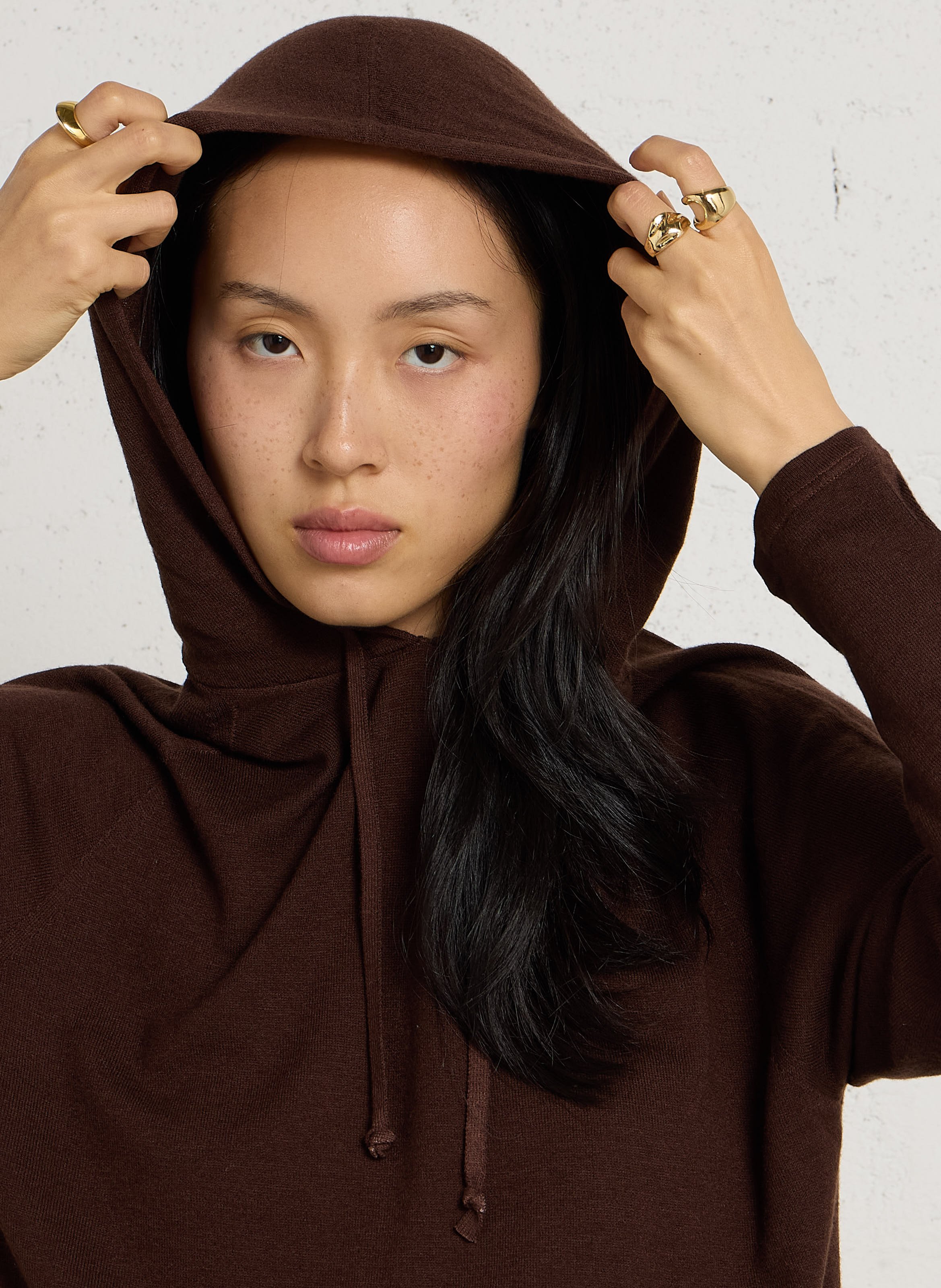 Hoodie van kasjmier MAJESTIC FILATURES Bruin