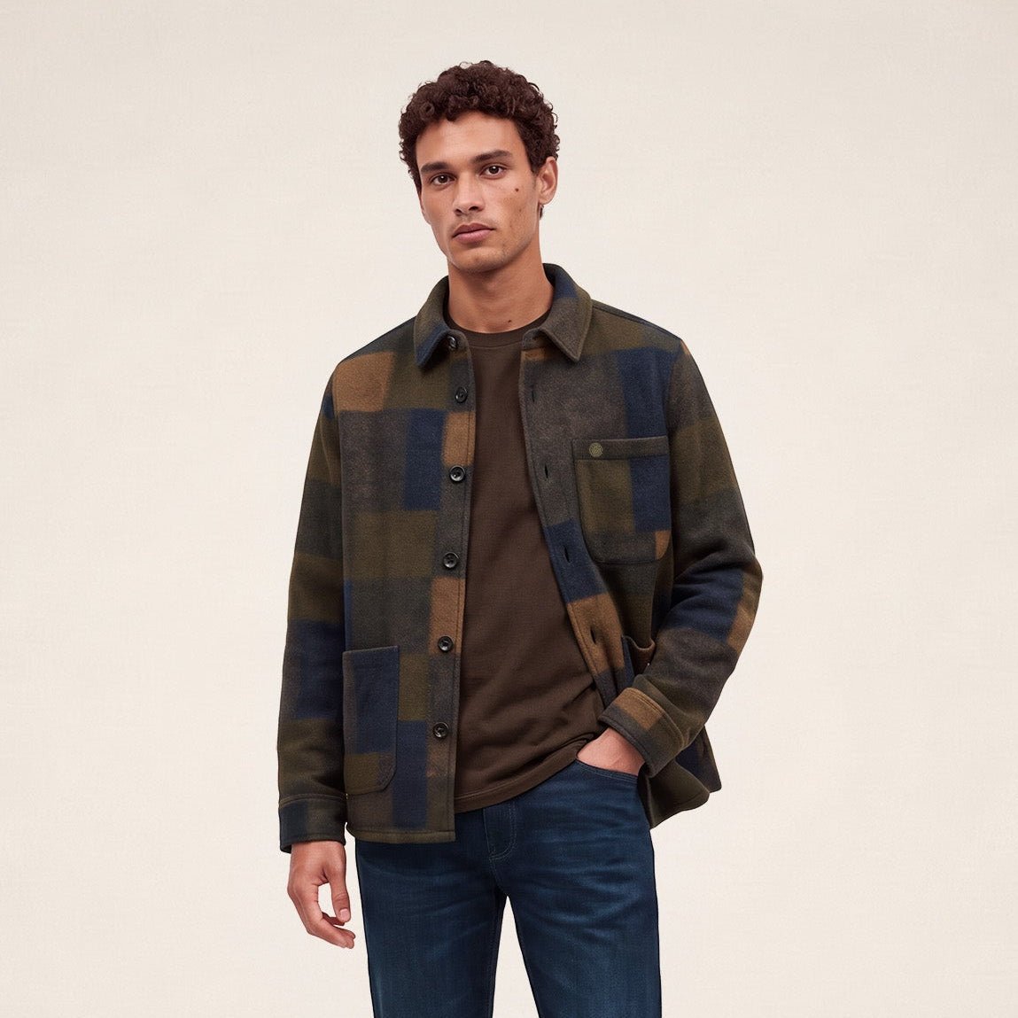 Multicoloured checked patchwork TRAP overshirt SERGE BLANCO Multicolored