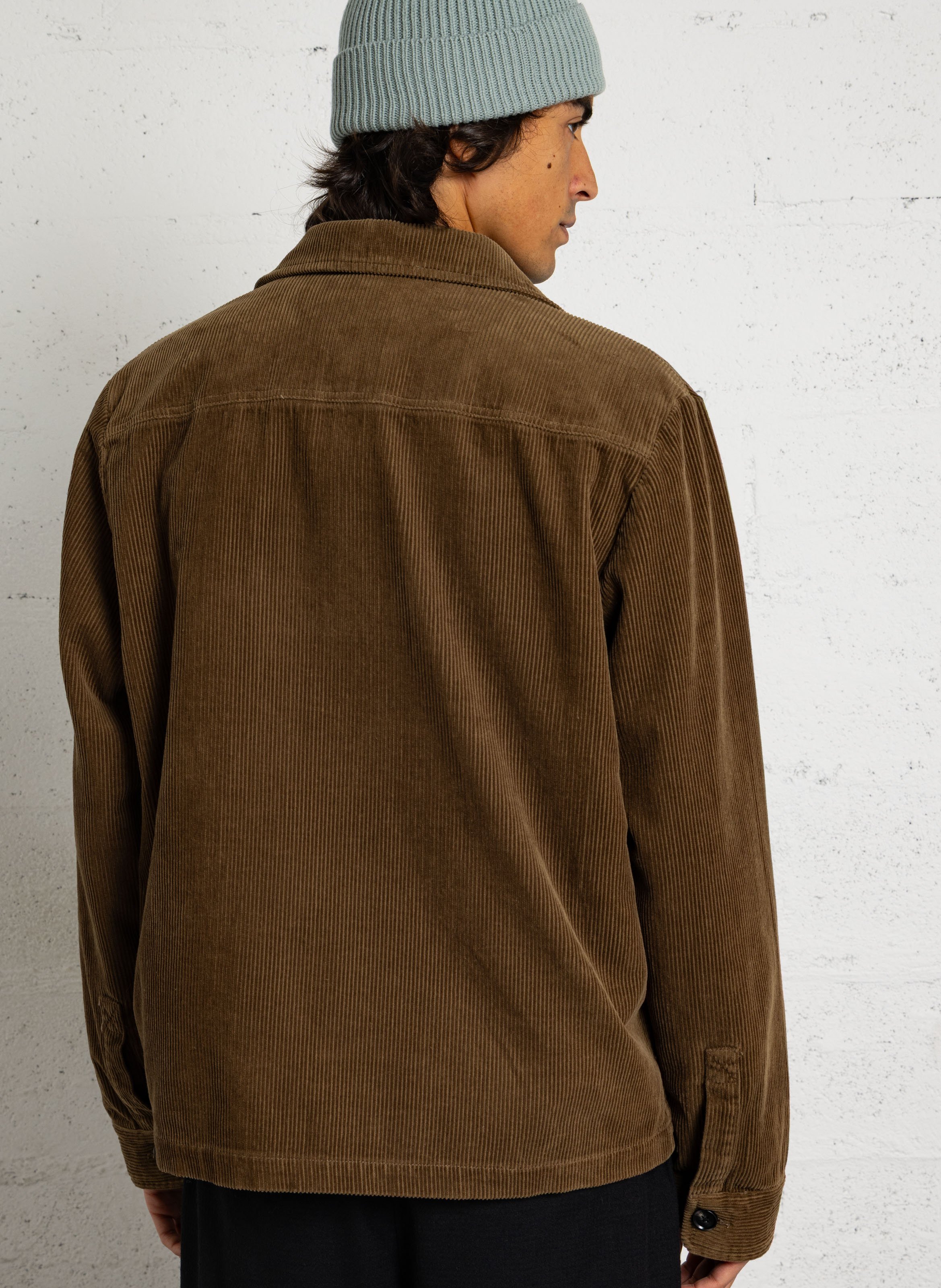 Surchemise droite col classique côtelée en coton MINIMUM Marron