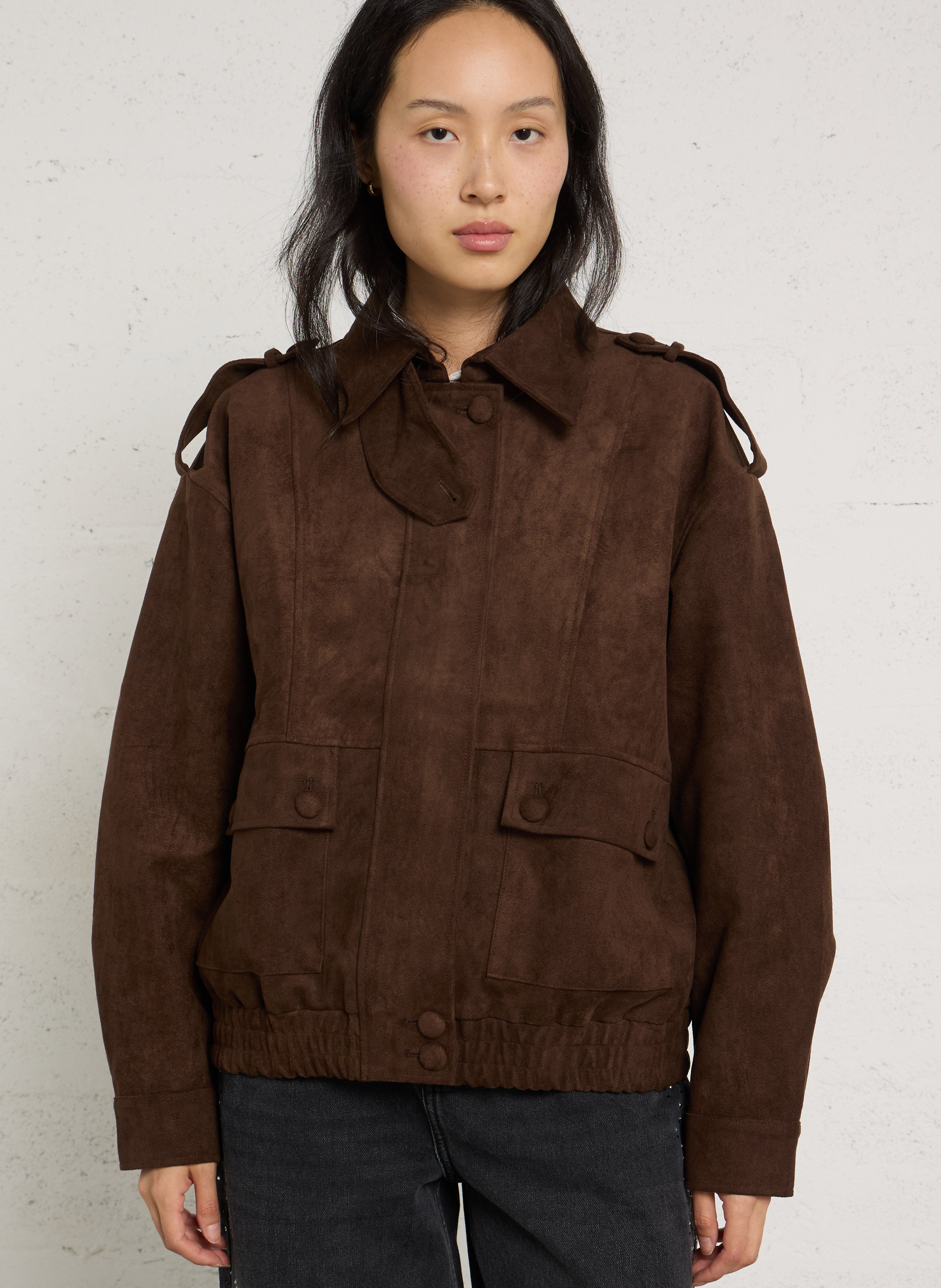 Oversized suede jacket LA PETITE ETOILE Brown