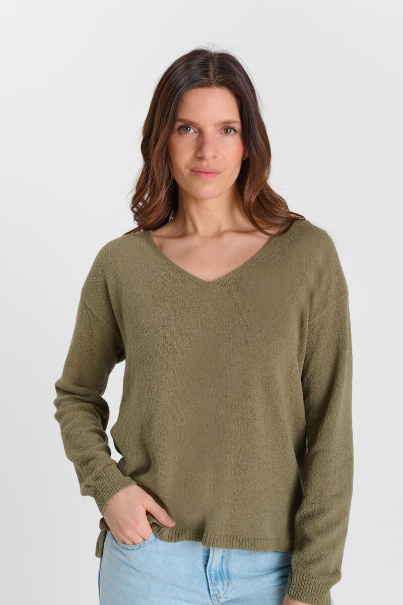 V-neck sweater LE TEMPS DES CERISES Khaki
