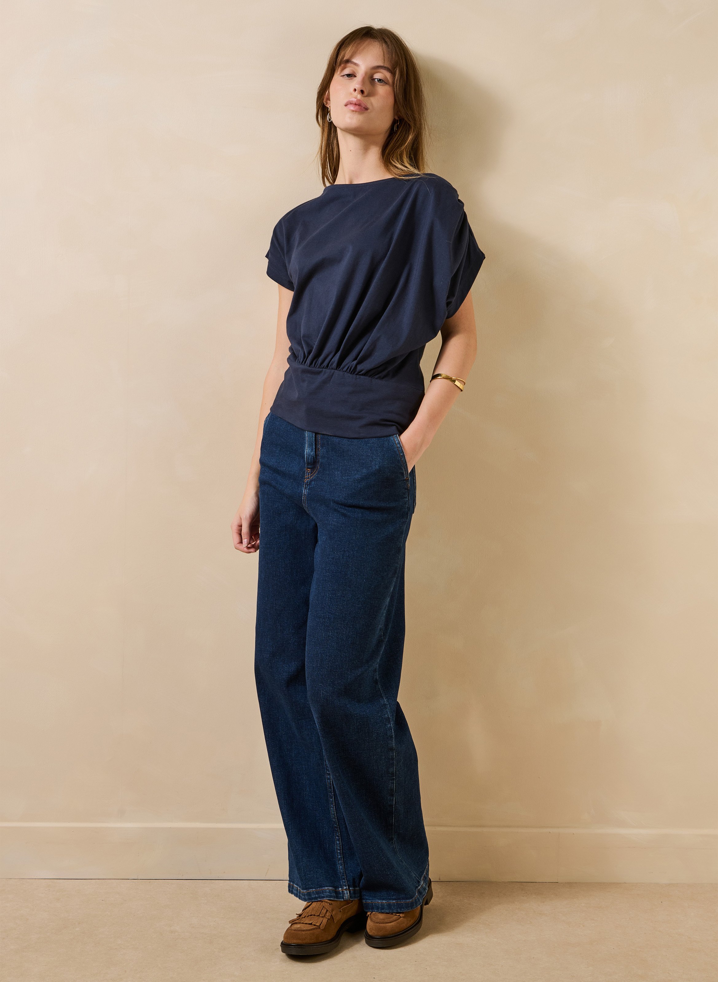 Top ajusté en coton bio LA FEE MARABOUTEE Bleu