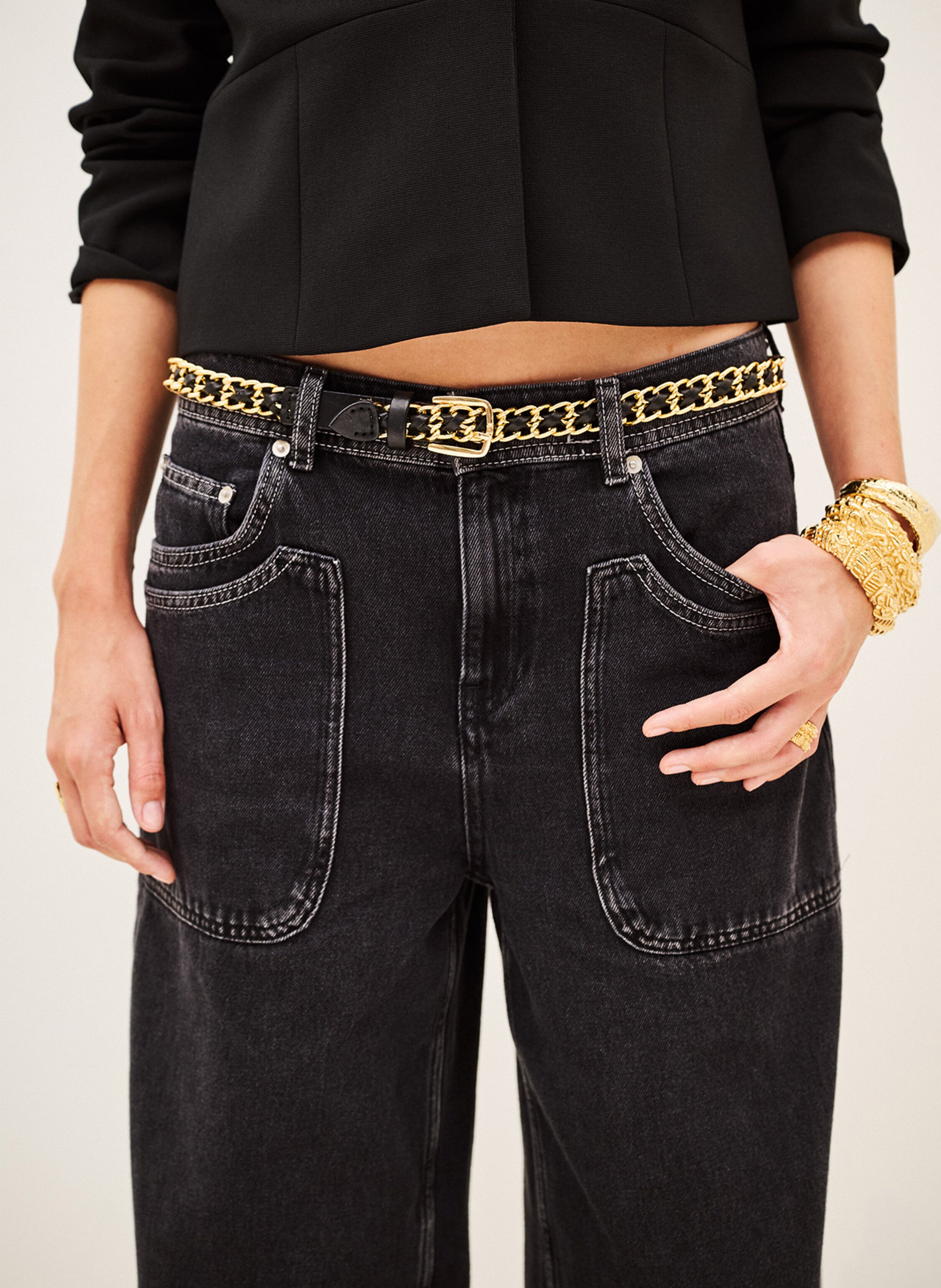 Gürtel aus Leder und Kette BA&SH Golden