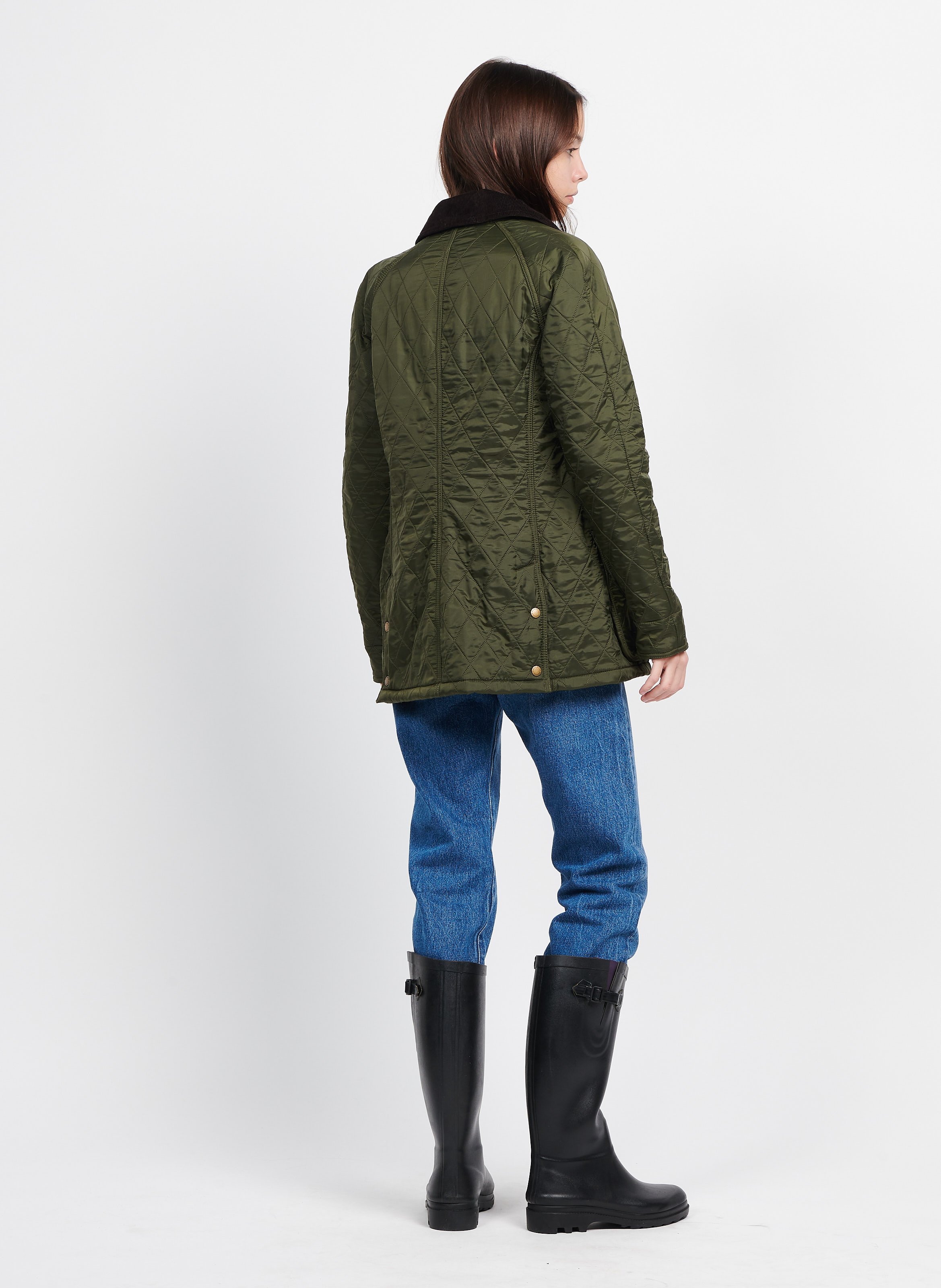 Quilted Jacket With Corduroy Collar Olive Barbour Women Place des