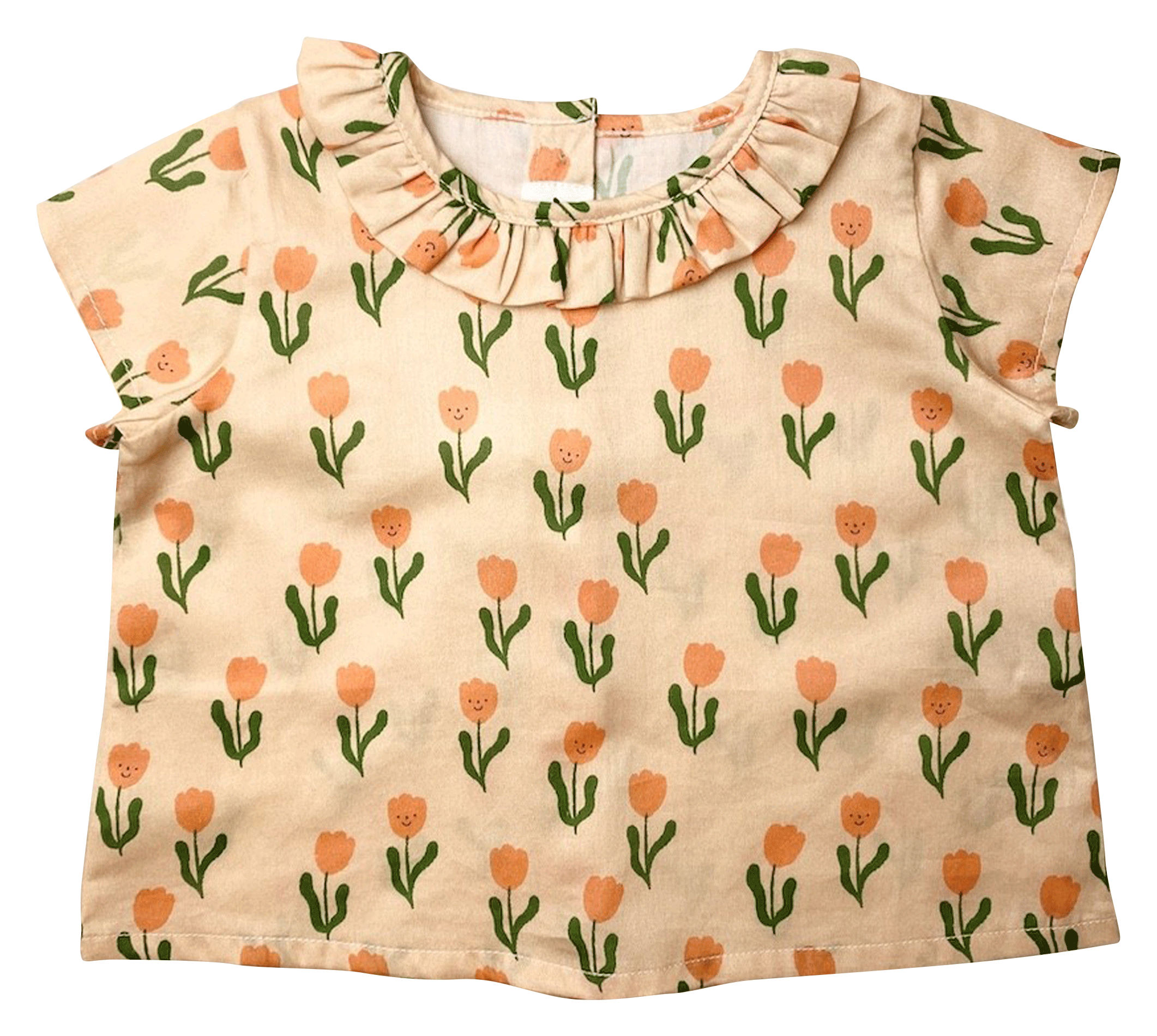 Blouse col rond imprimée floral en coton APACHES COLLECTIONS Rose