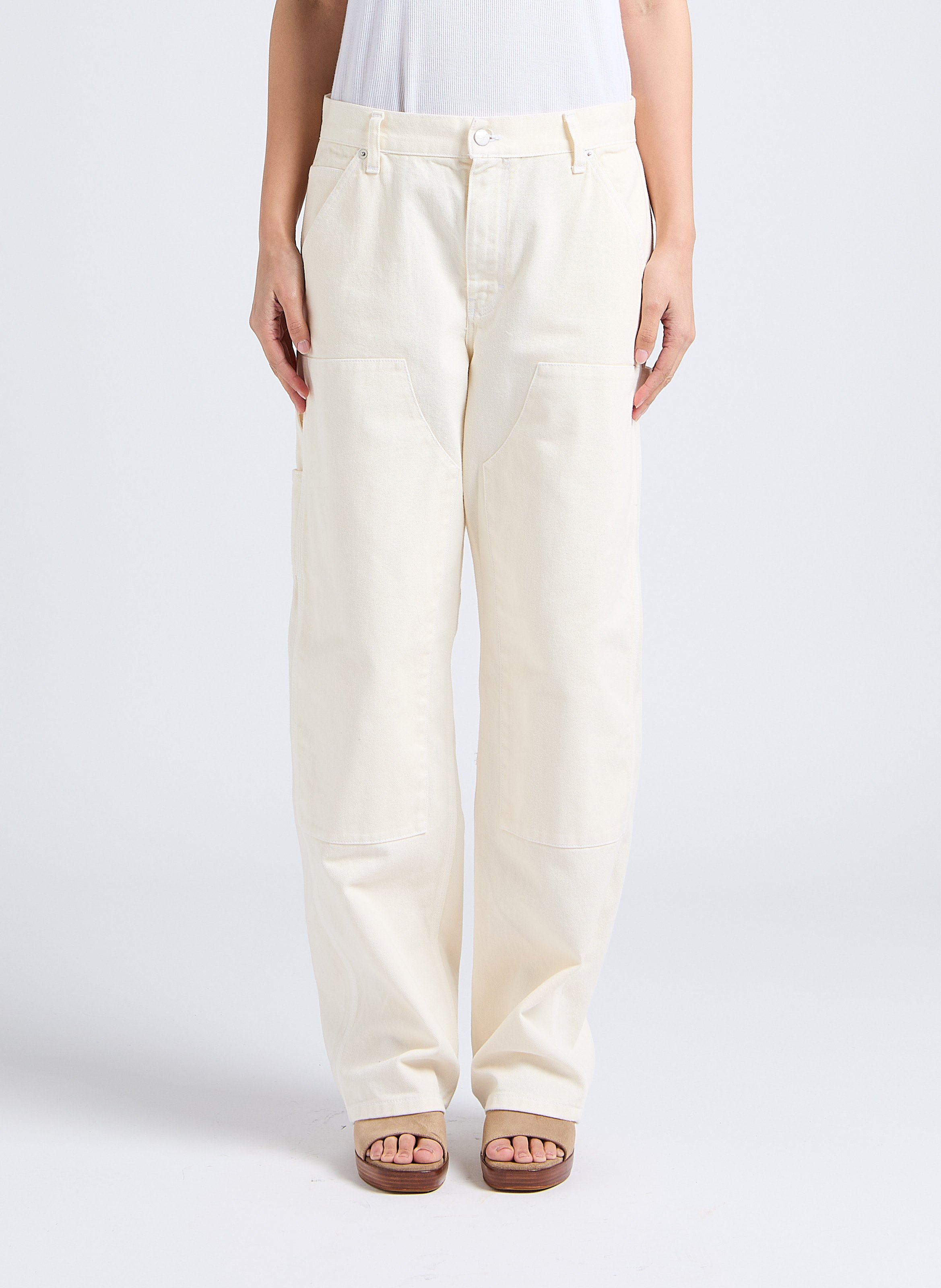 High-waisted straight-leg cotton jeans MARGAUX LONNBERG White
