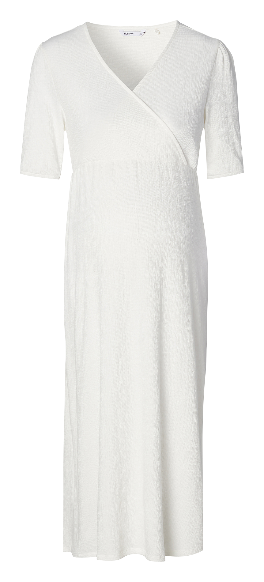 Robe midi de maternité col V en coton bio  NOPPIES Blanc