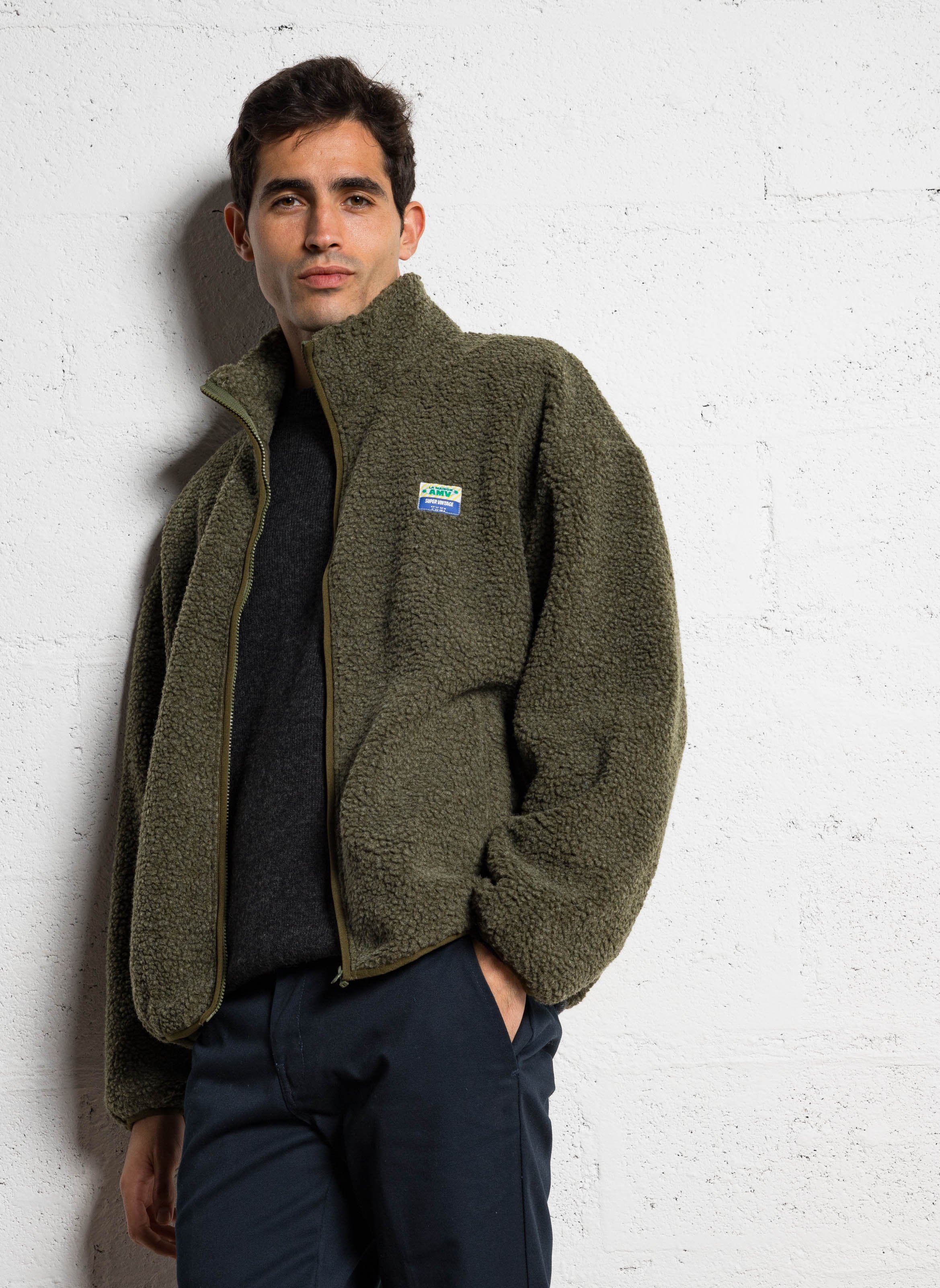 High-neck sherpa jacket AMERICAN VINTAGE Green