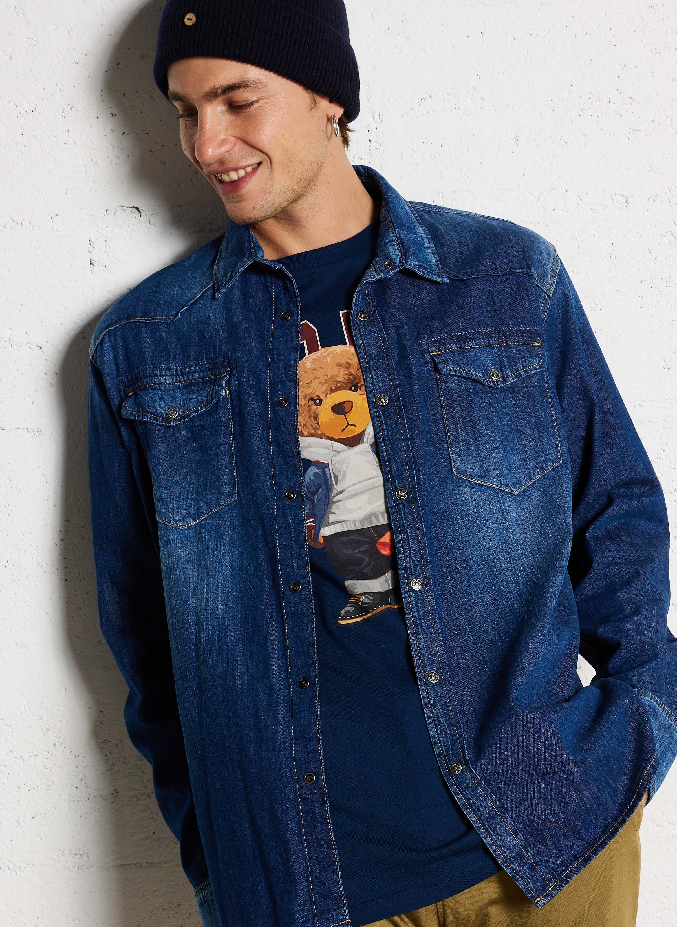 Classic cotton shirt LE TEMPS DES CERISES Blue