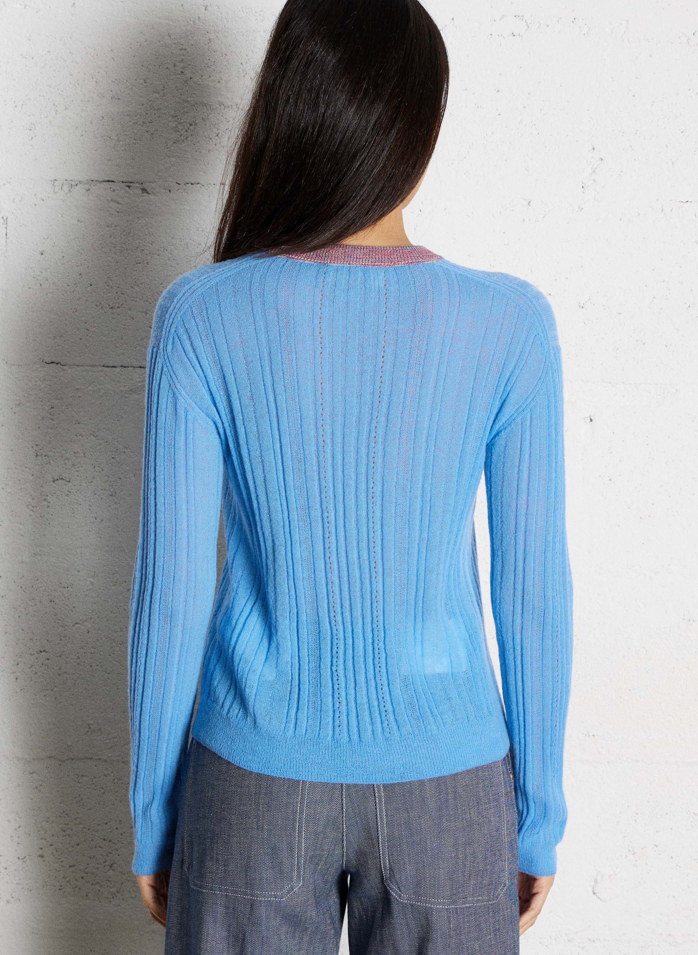 Fitted round neck wool blend sweater MOMONI Blue