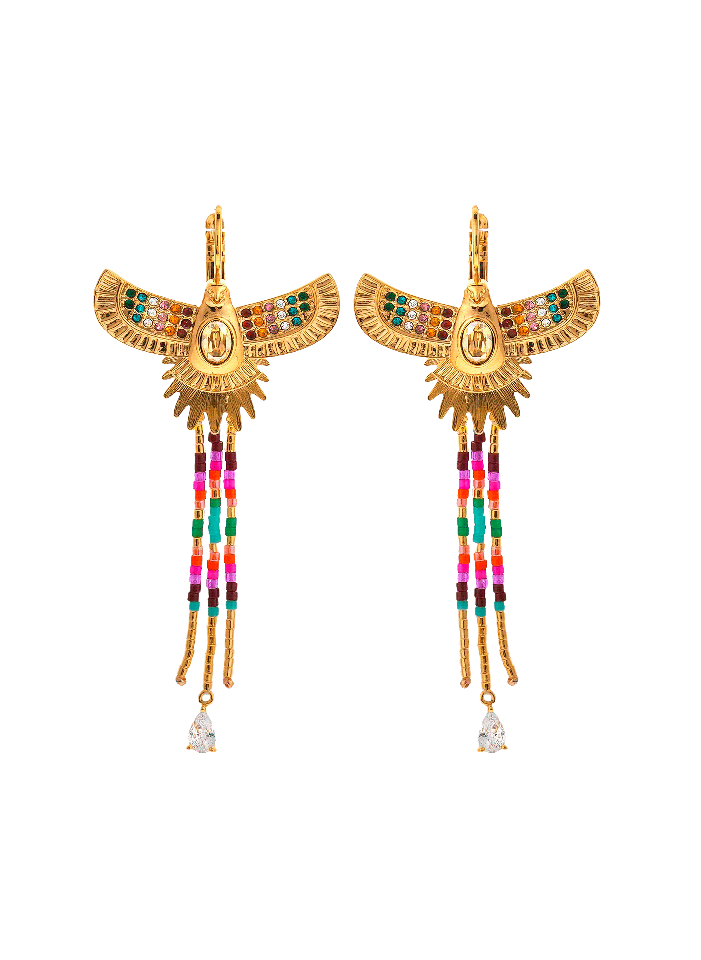 Earrings with central cabochon and pearl chains HIPANEMA Multicolored