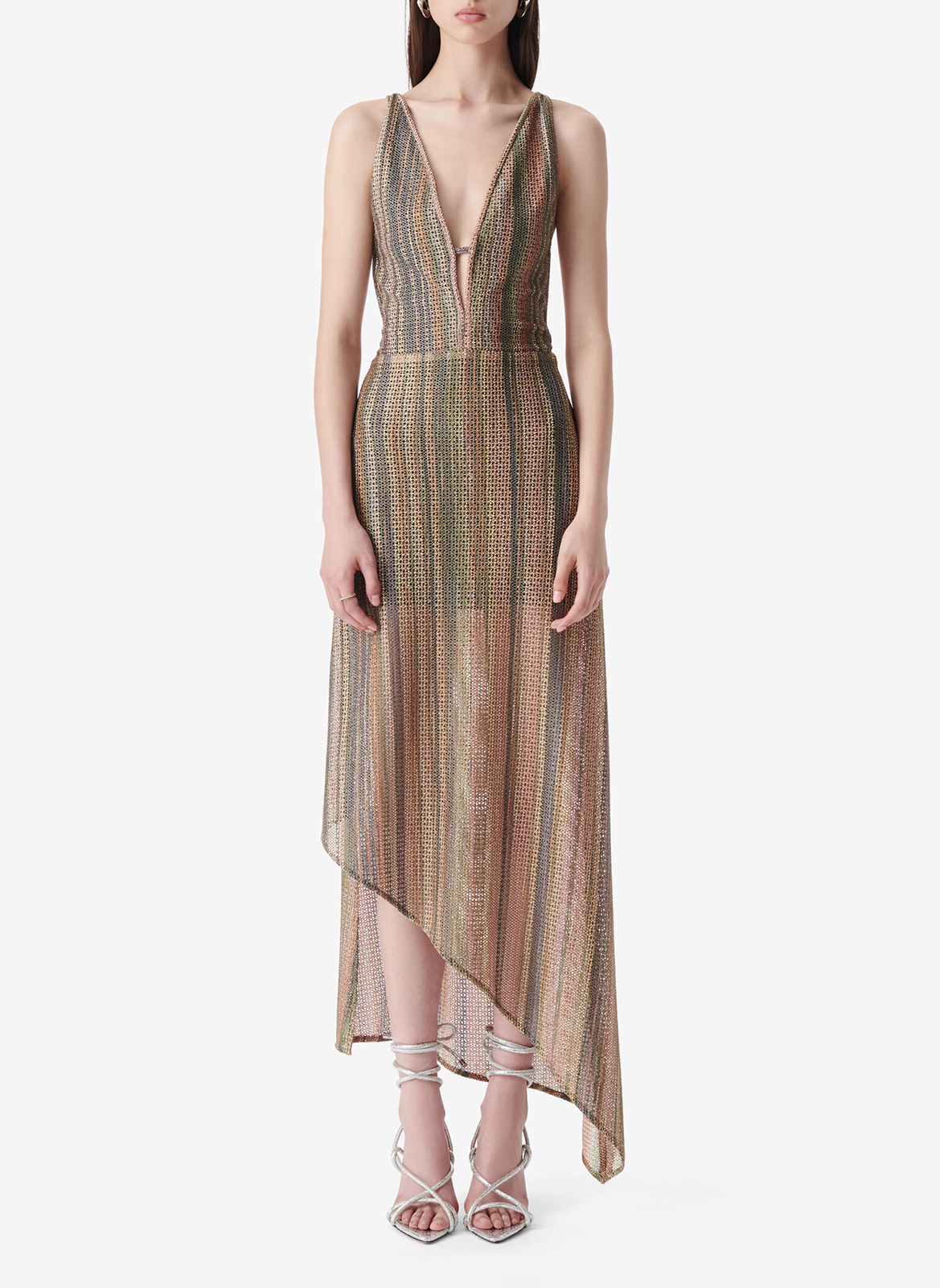Long metallic V-neck dress IRO Multicolored